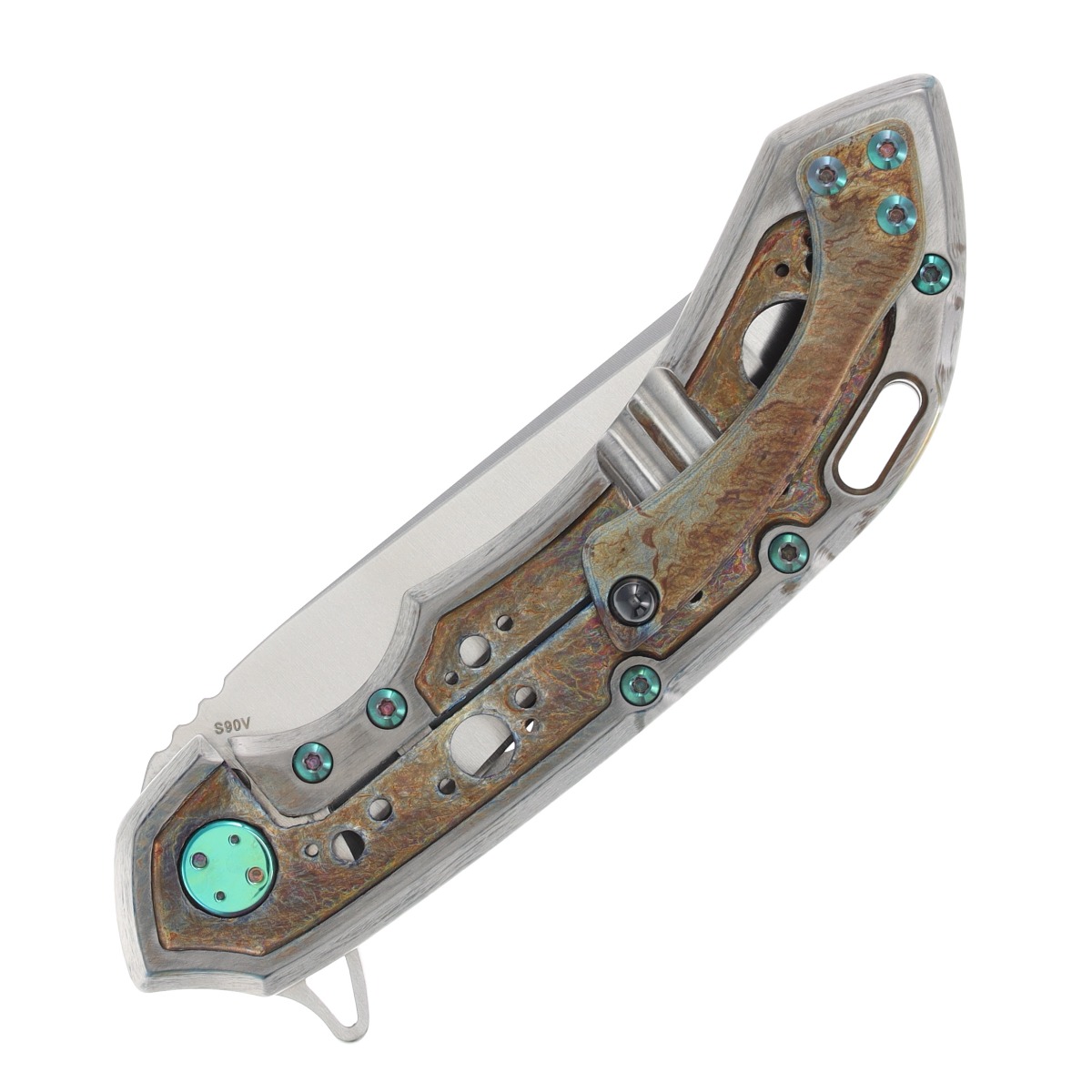 Olamic Wayfarer 247 Framelock Folding Knife (Satin Companto, Neontropic Acid Rain) 094Q View 6