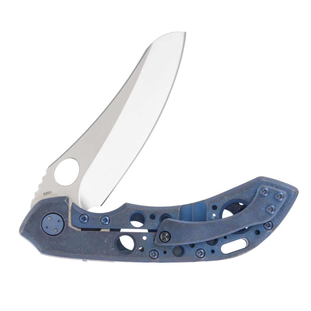 Olamic Wayfarer 247 Mouflon Ti Acid Rain Blue Stonewash 3.5in Satin Blade 131M View 4