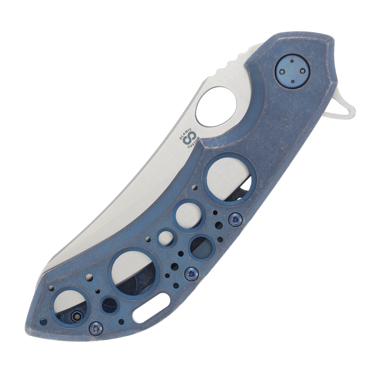 Olamic Wayfarer 247 Mouflon Ti Acid Rain Blue Stonewash 3.5in Satin Blade 131M View 5