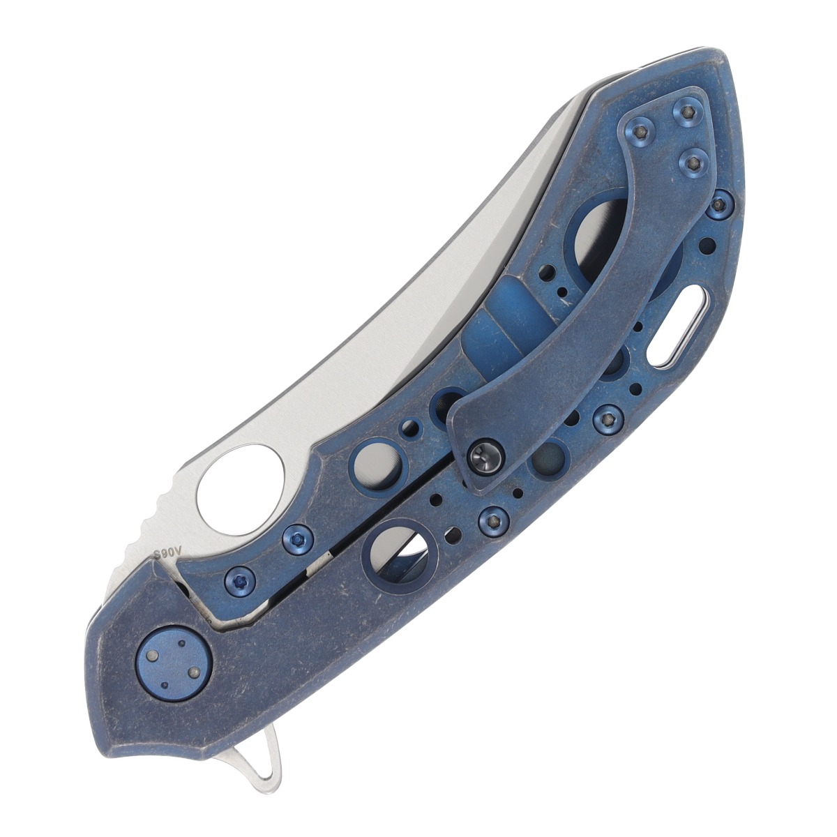 Olamic Wayfarer 247 Mouflon Ti Acid Rain Blue Stonewash 3.5in Satin Blade 131M View 6
