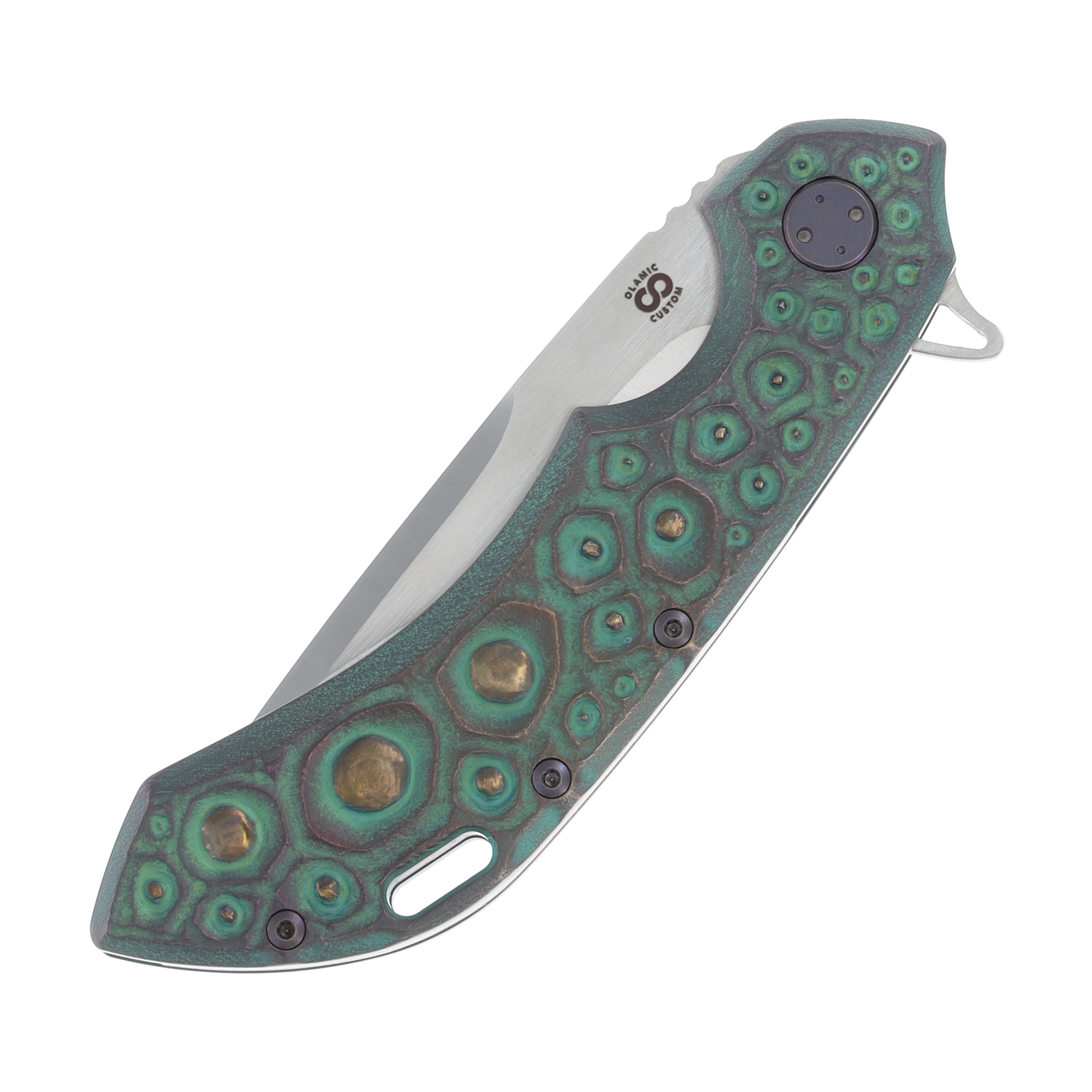 Olamic Wayfarer 247 Framelock Folding Knife (iSolo Special Edition, Hand Carved Differential Anodized) 065 View 8
