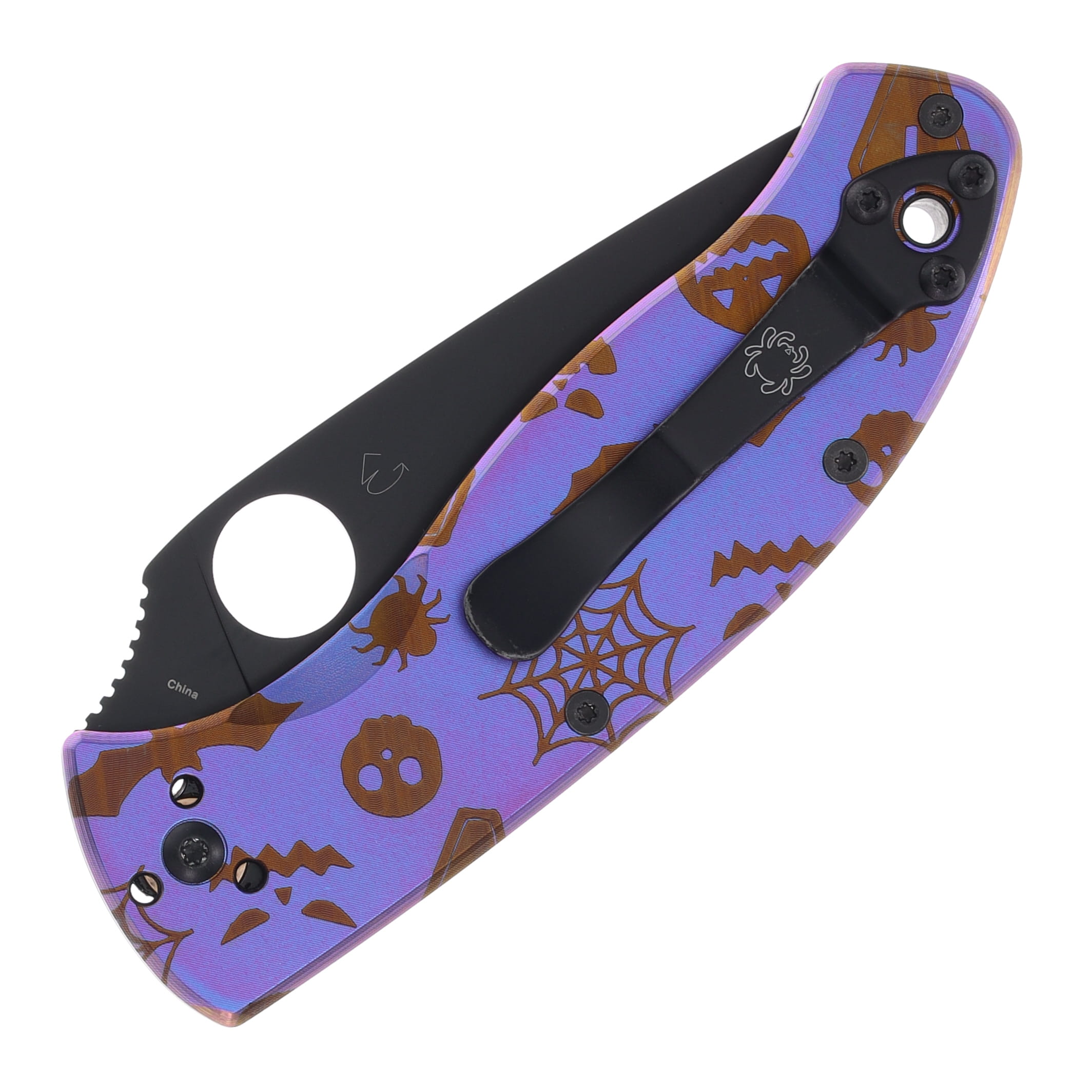 Spyderco Tenacious Linerlock Folding Knife (SMKW Custom Halloween 2023 Edition) SPC122PBBKHW View 5