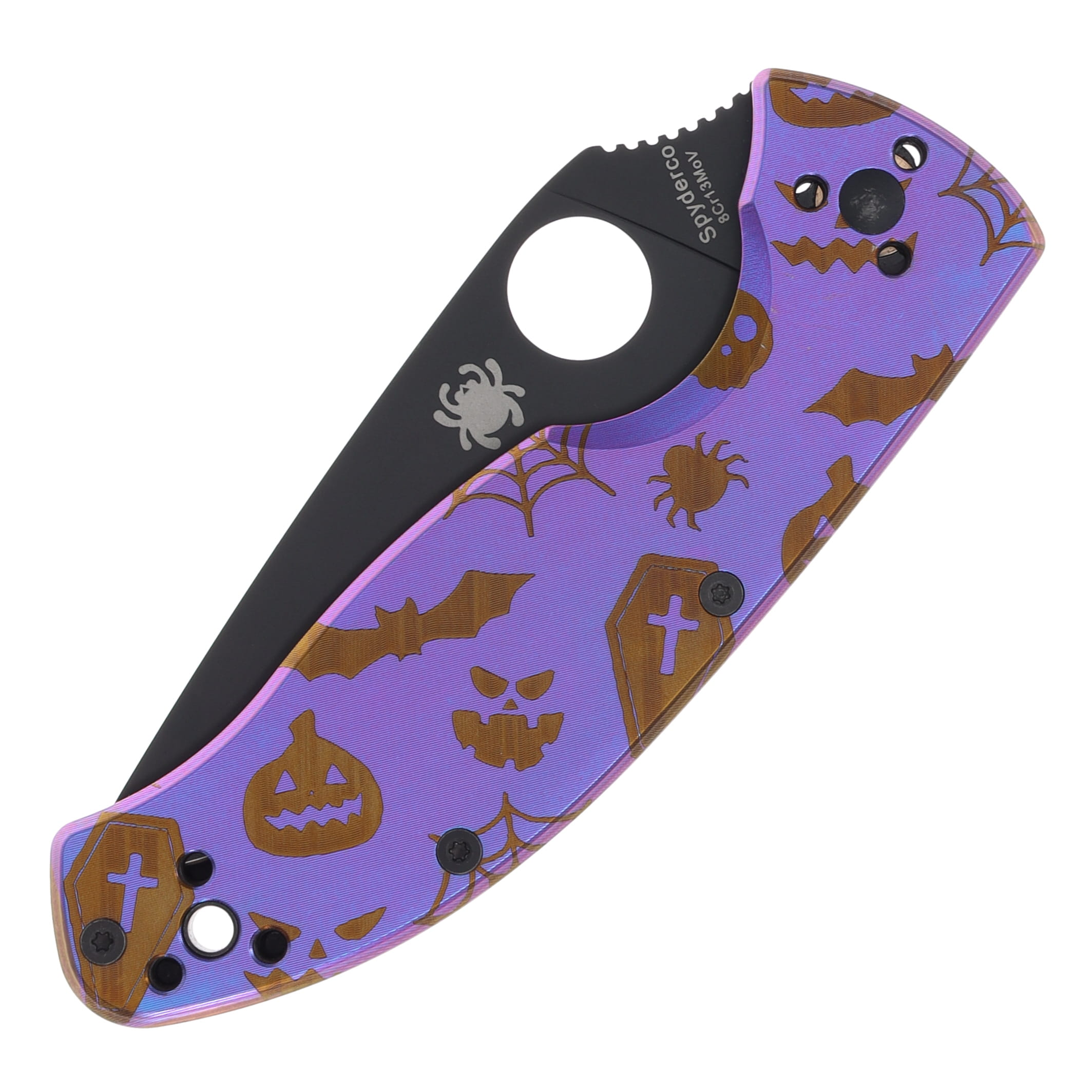 Spyderco Tenacious Linerlock Folding Knife (SMKW Custom Halloween 2023 Edition) SPC122PBBKHW View 4
