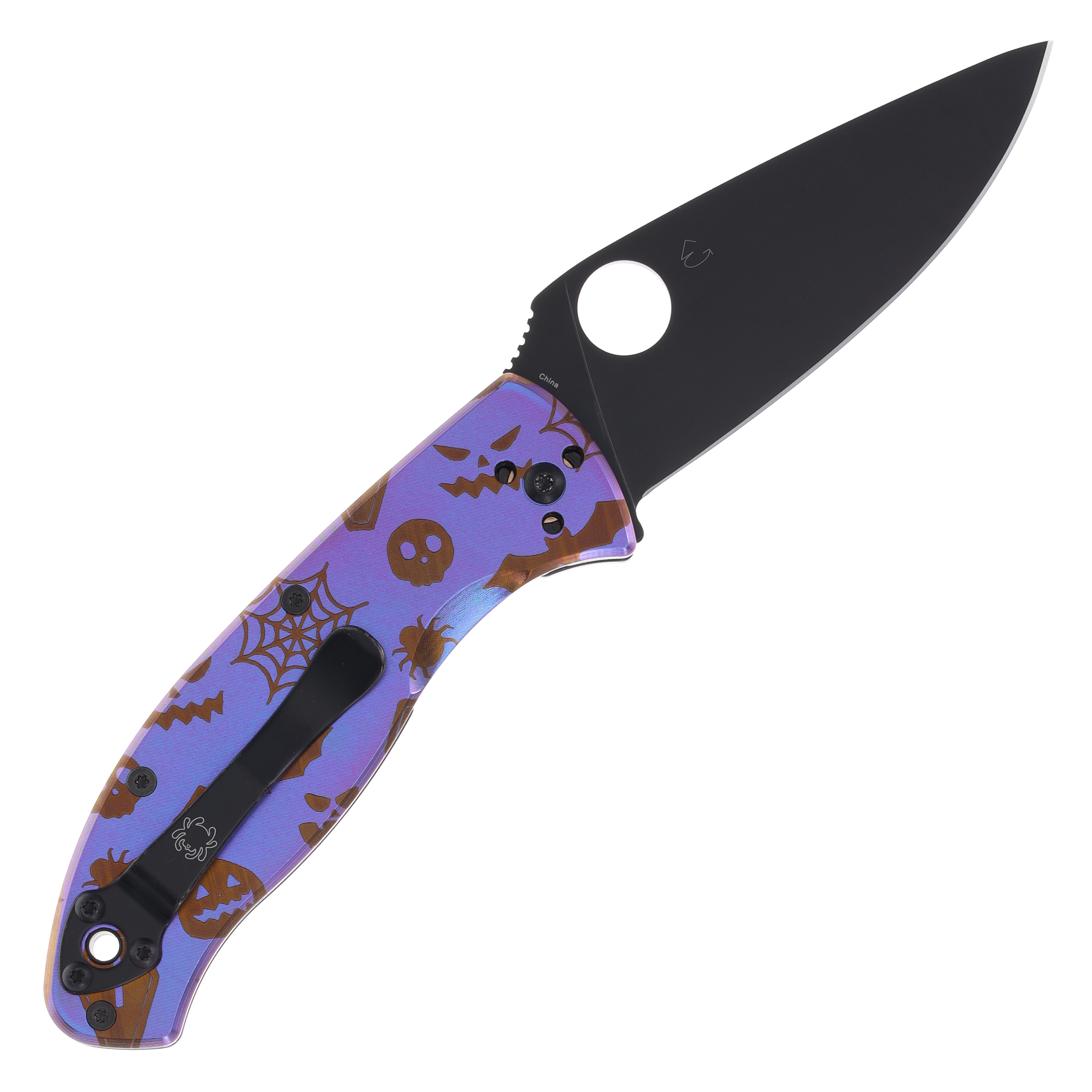 Spyderco Tenacious Linerlock Folding Knife (SMKW Custom Halloween 2023 Edition) SPC122PBBKHW View 2