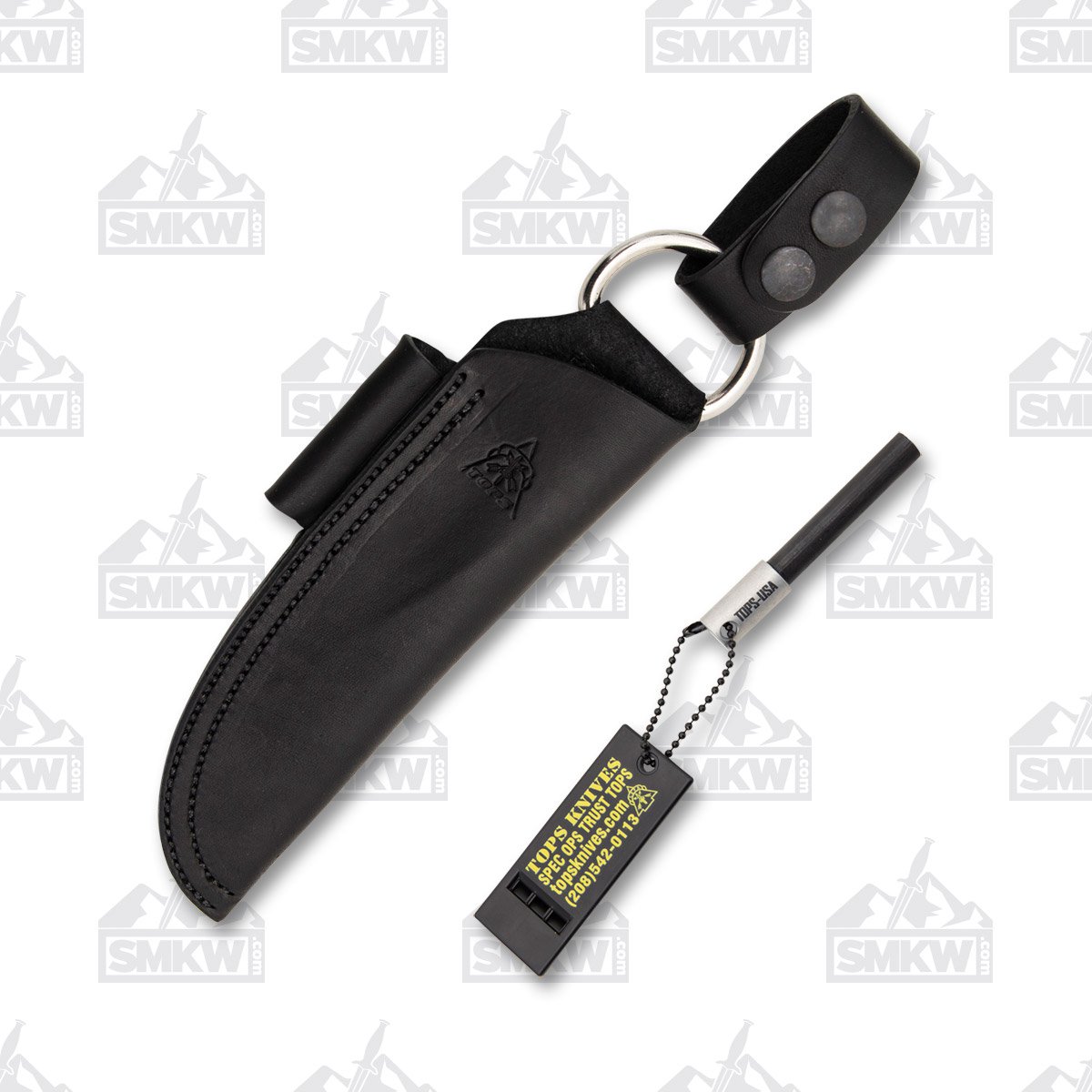 TOPS Bushcraft Black Leather Sheath Right Hand TPSHLBUSH View 1