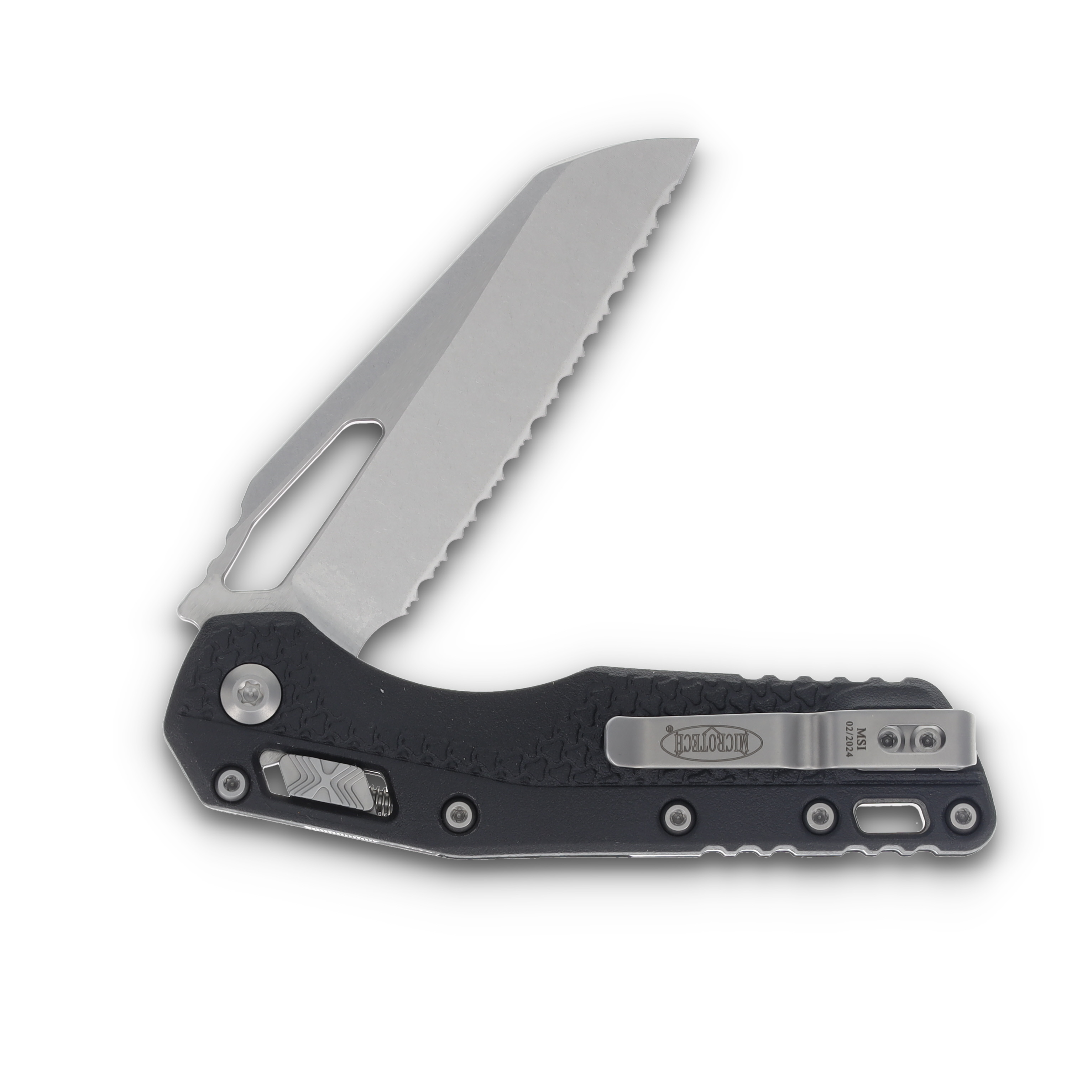 Microtech MSI RAM-LOK Manual Folding Knife (S/E Stonewash F/S | Black) MT210T12PMBK View 4