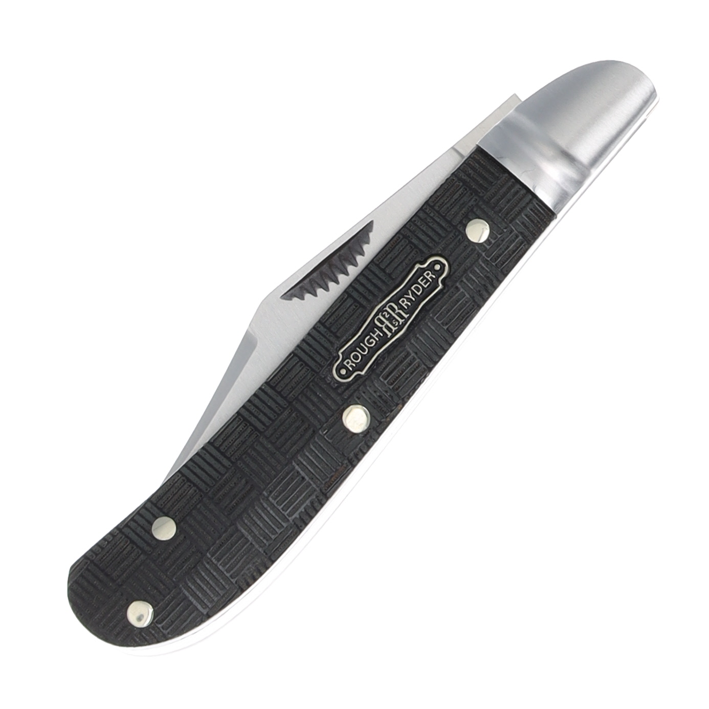 Rough Ryder Black Reserve Peanut Folding Knife (Black Basketweave Pakkawood) RR2558 View 3