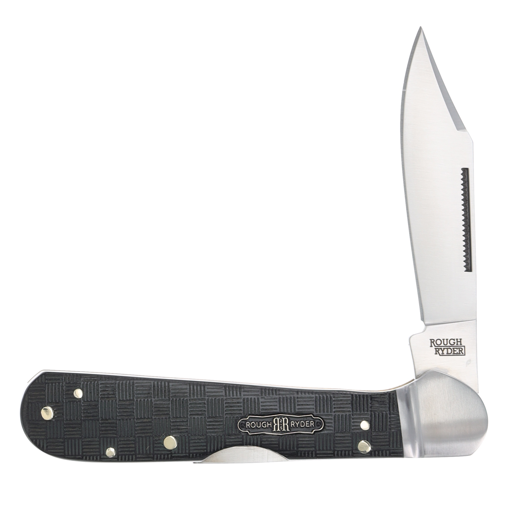 Rough Ryder Black Reserve Copperhead Folding Knife (Black Basketweave Pakkawood) RR2564 View 1