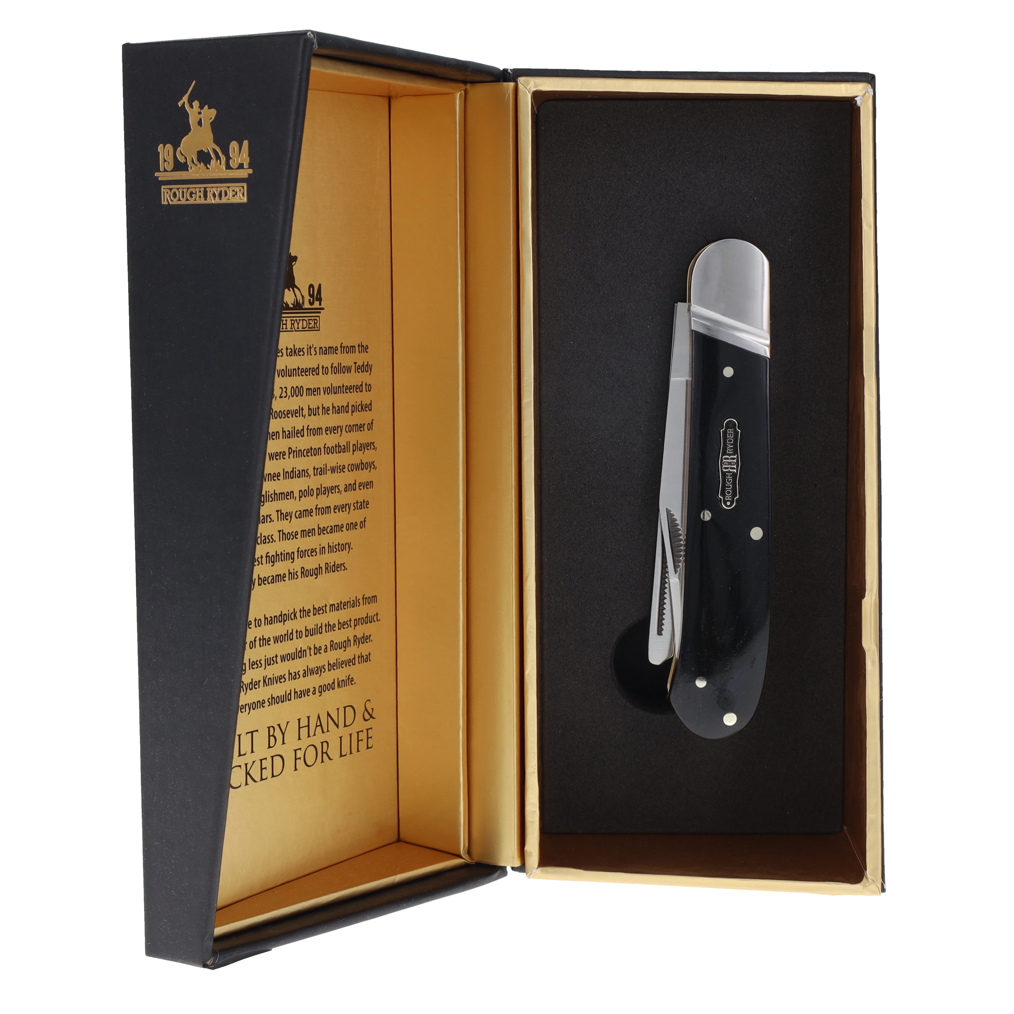 Rough Ryder Black Reserve Barehead One-Arm Razor Folding Knife (Black Smooth Bone) RR2567 View 9