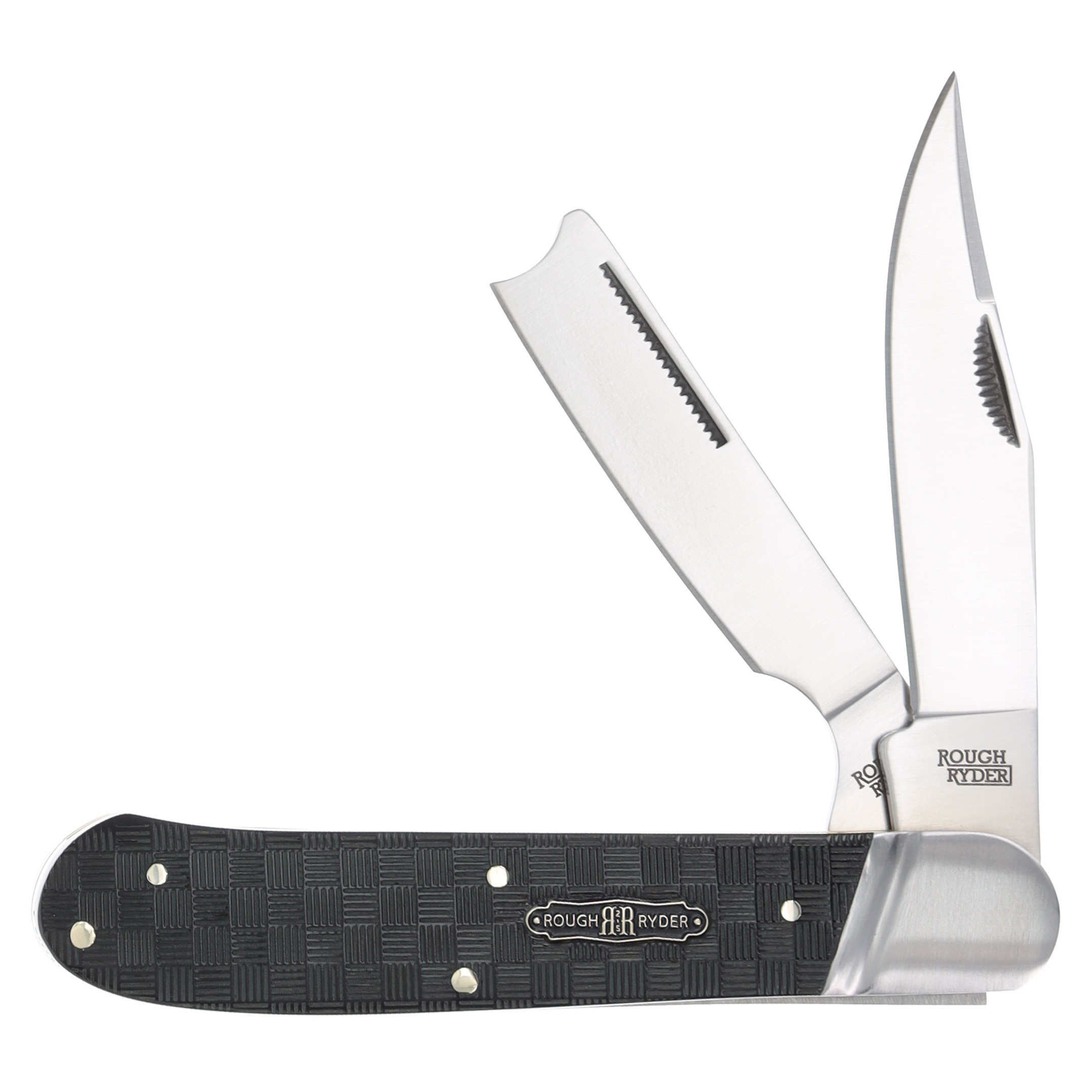Rough Ryder Black Reserve One Arm Razor Folding Knife (Black Basketweave Pakkawood) RR2568 View 1