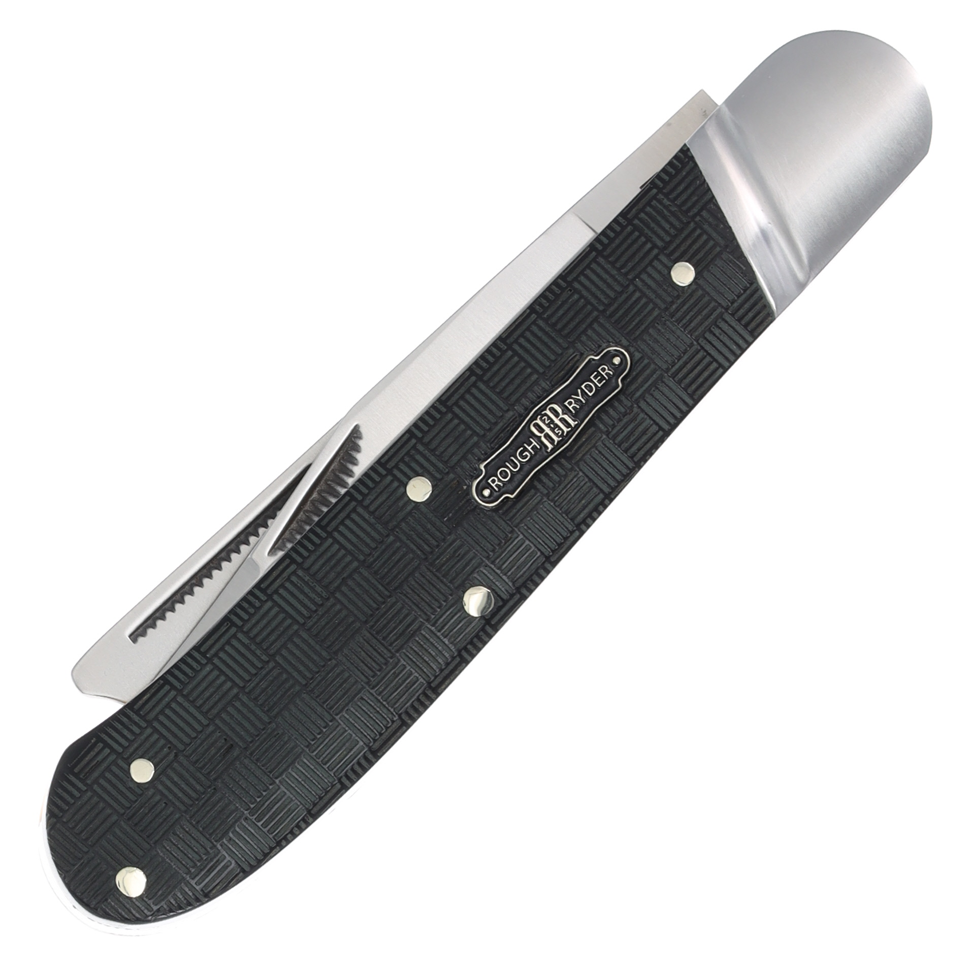 Rough Ryder Black Reserve One Arm Razor Folding Knife (Black Basketweave Pakkawood) RR2568 View 3