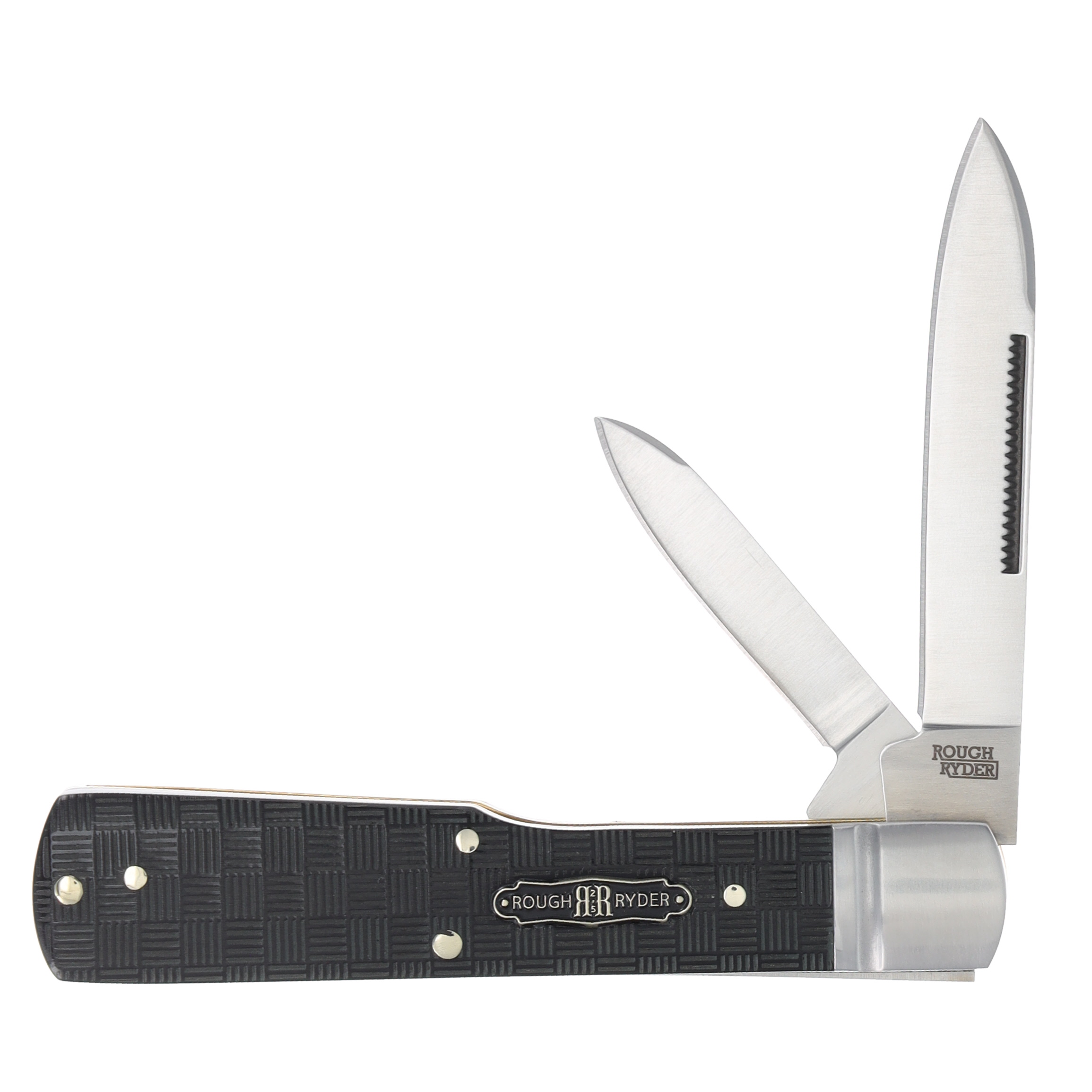 Rough Ryder Black Reserve Gunstock Folding Knife Black Basketweave Pakkawood RR2570 View 1