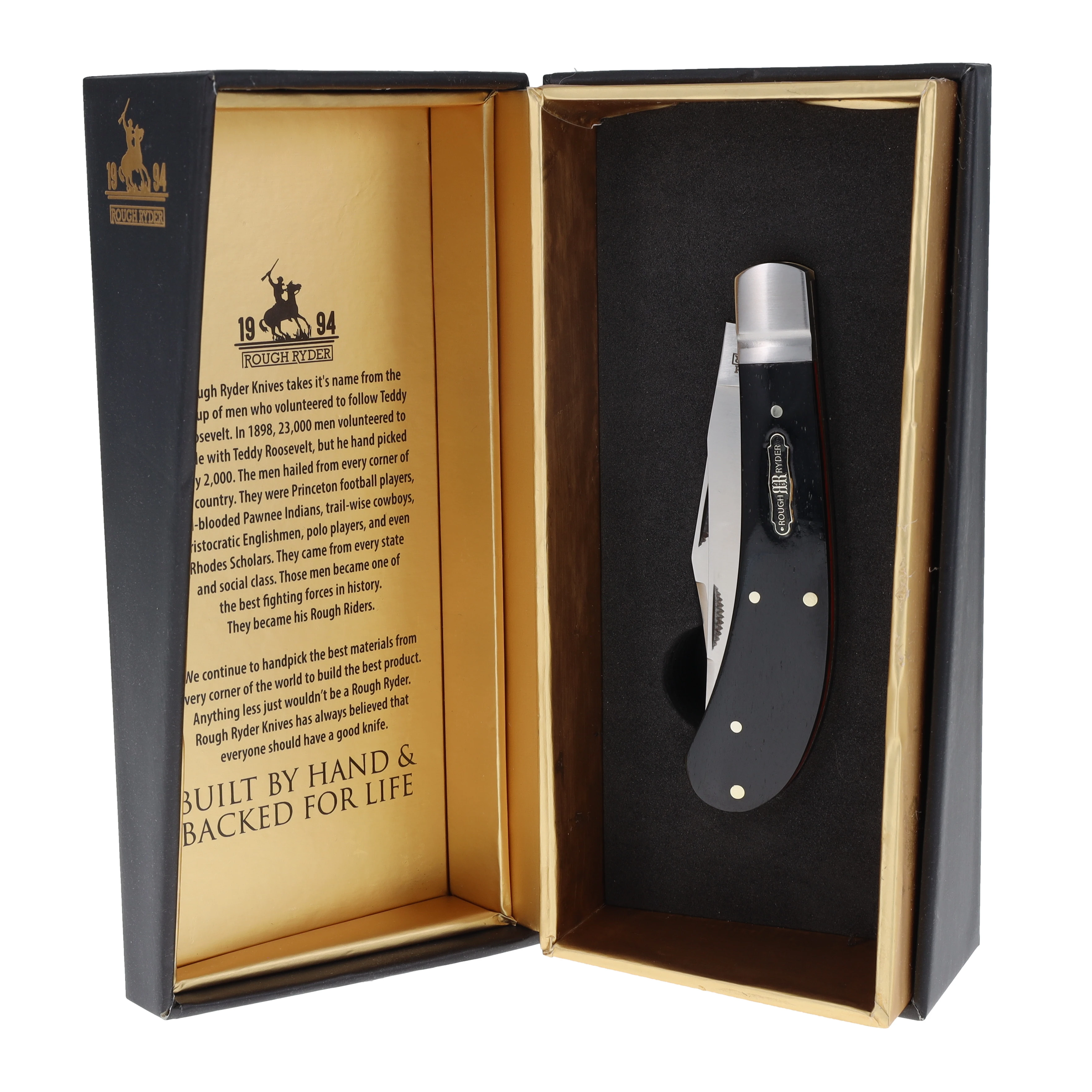 Rough Ryder Black Reserve Barehead  Saddlehorn Folding Knife (Black Smooth Bone) RR2571 View 7