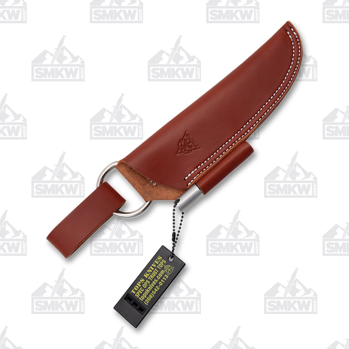 TOPS Knives Bushcraft Sheath Brown Leather-Right Hand TPSHLBUSHBRN View 1