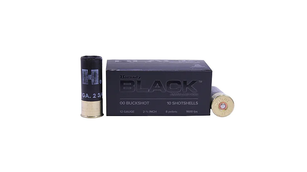 Hornady Black 12 Gauge 2.75in 00 Buck Lead Shot 8 Pellets 10 Rounds Buckshot 86249 View 1