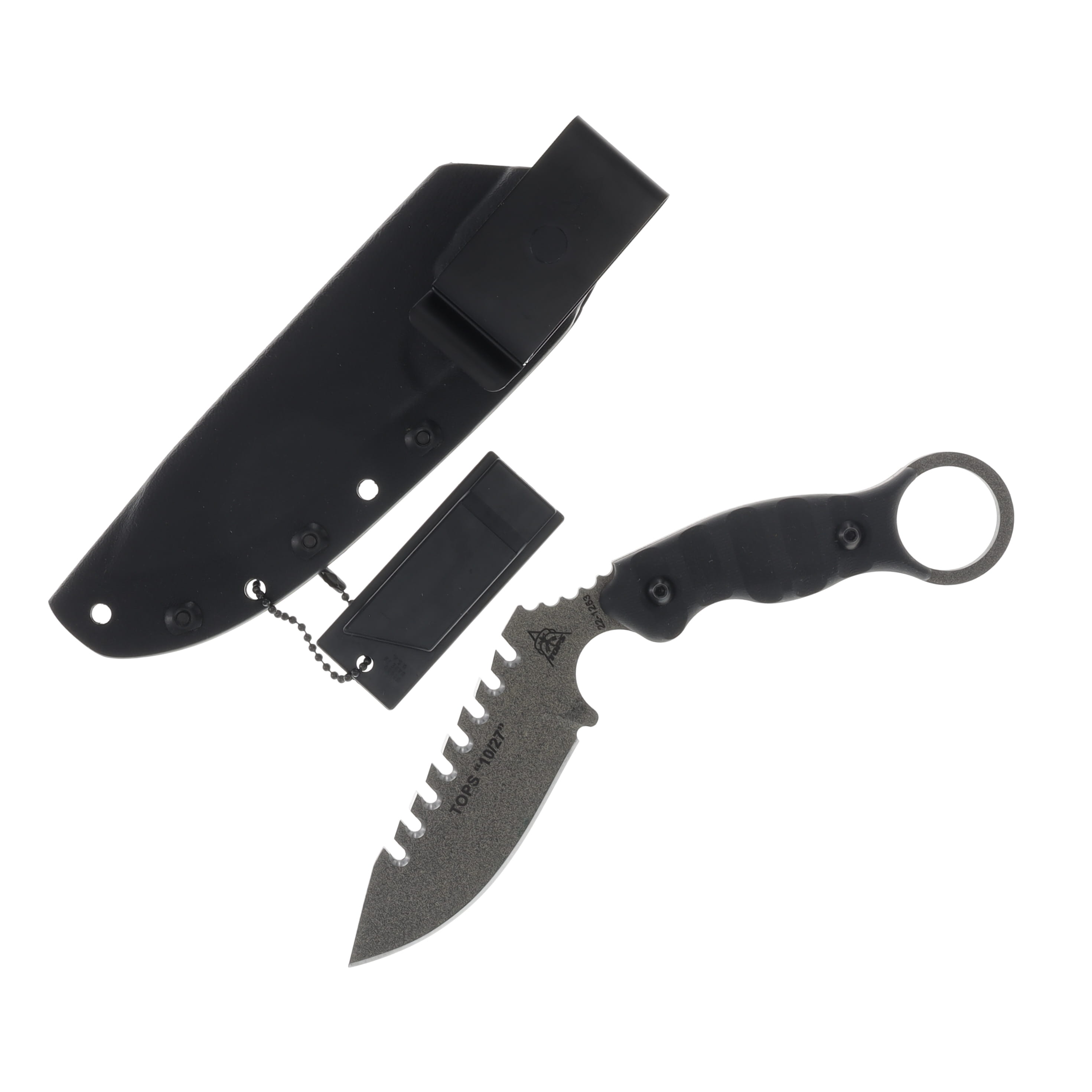 TOPS 10/27 Karambit Fixed Blade Knife G10 3.5in Stone Coated Drop Point TPELPNX1 View 2