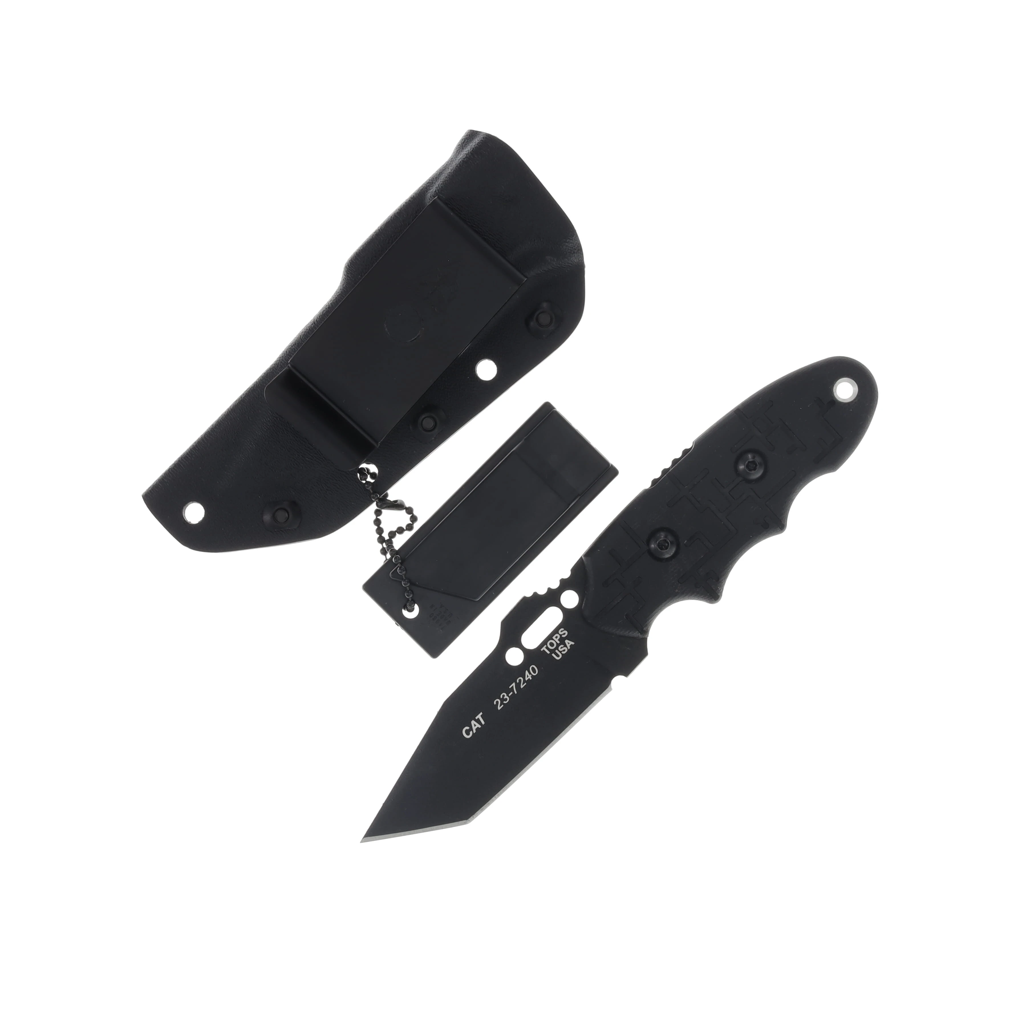 TOPS C.A.T. 203T-01 Fixed Blade Knife 3.25 Inch Plain Black Tanto TP203T01 View 2