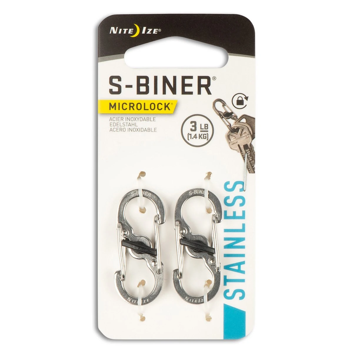 Nite Ize S-Biner Microlock Silver 2 Pack NI02668 View 3