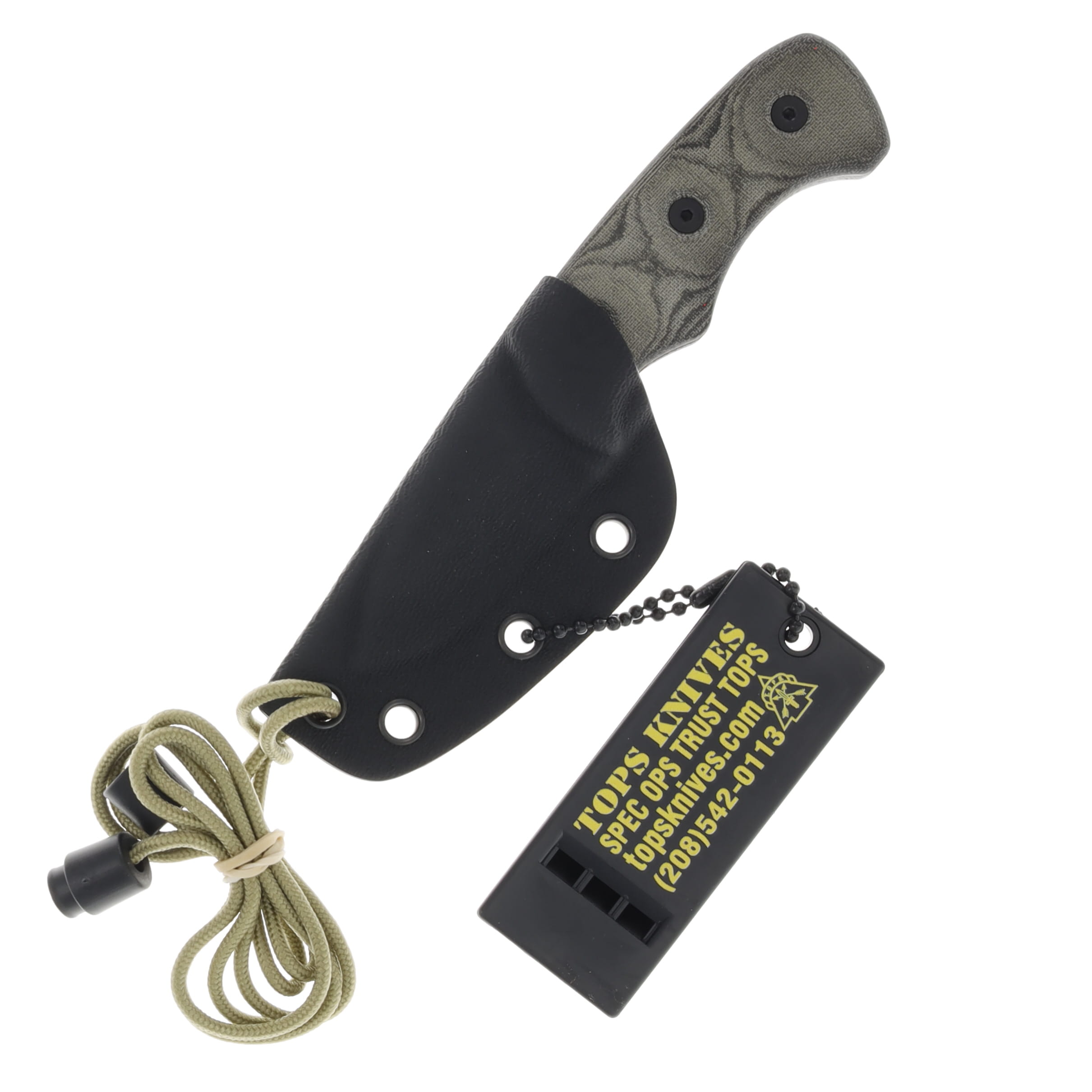 TOPS Ferret Neck Knife 1.88 Inch Plain Black Traction Spear Point TPFBHP01 View 3