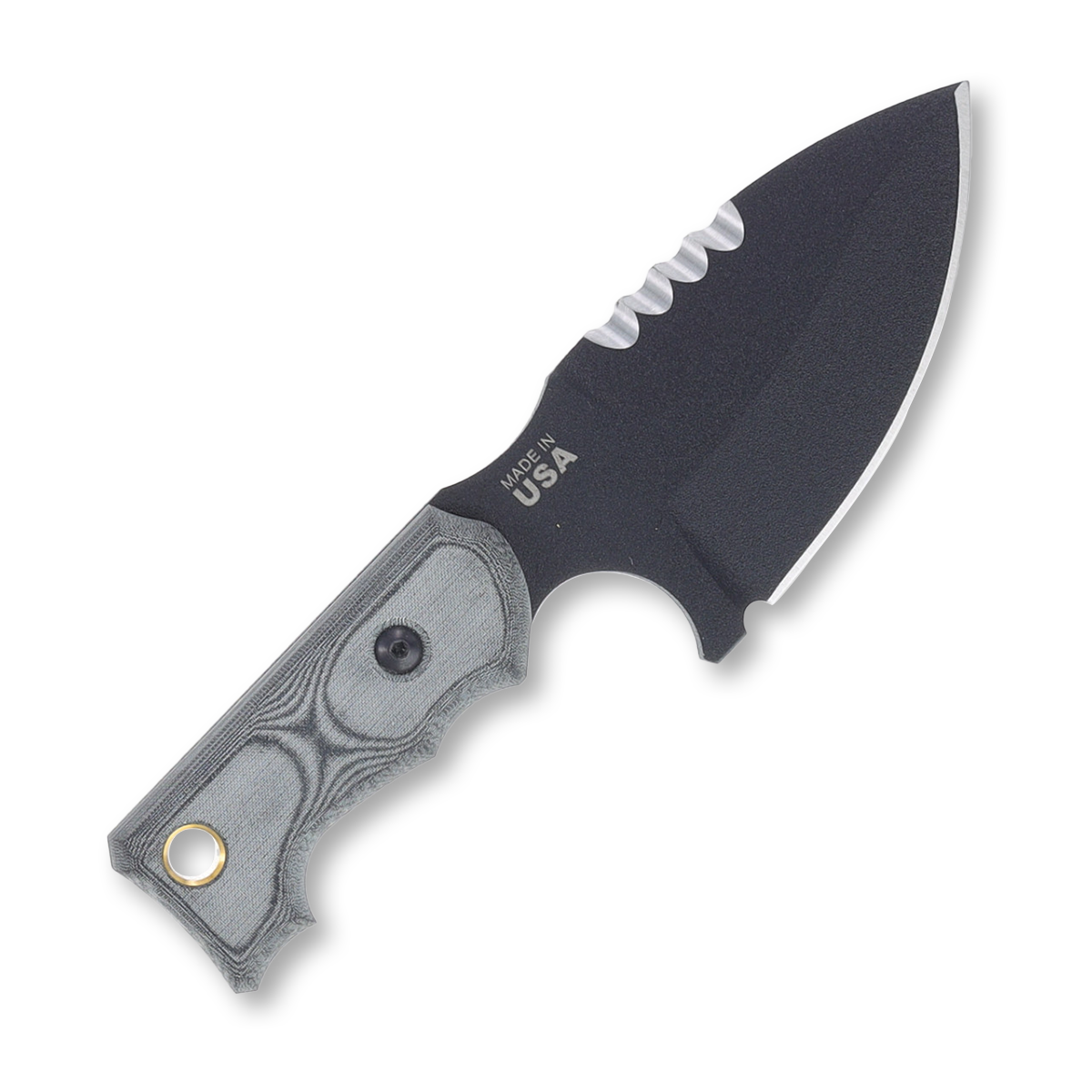 TOPS Knives M1 Midget 3.75in Black Plain Spear Point Fixed Blade TPM1MGT01 View 3
