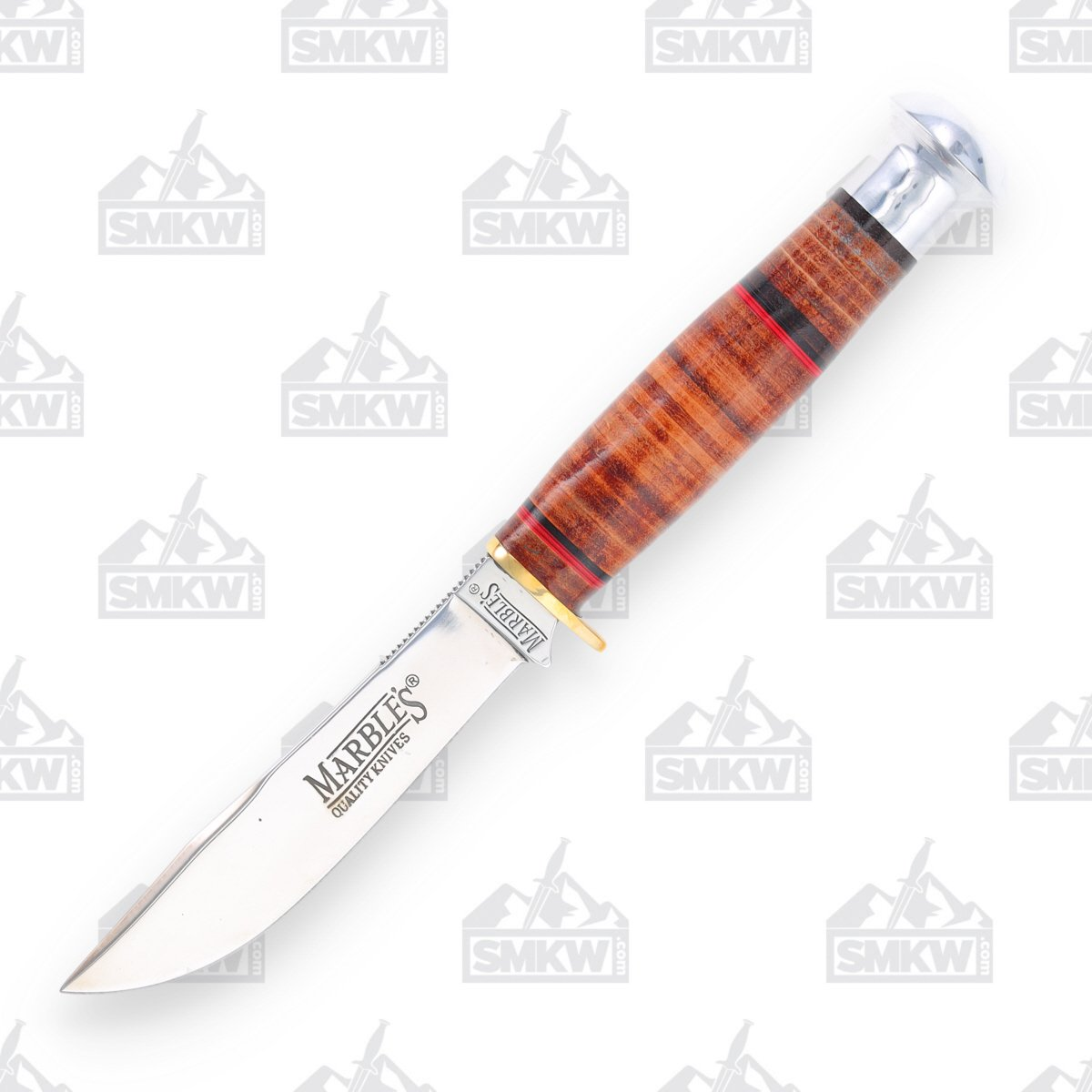 Marbles MR302 Hunter 3.87in Clip Point Fixed Blade Stacked Leather MR302 View 1