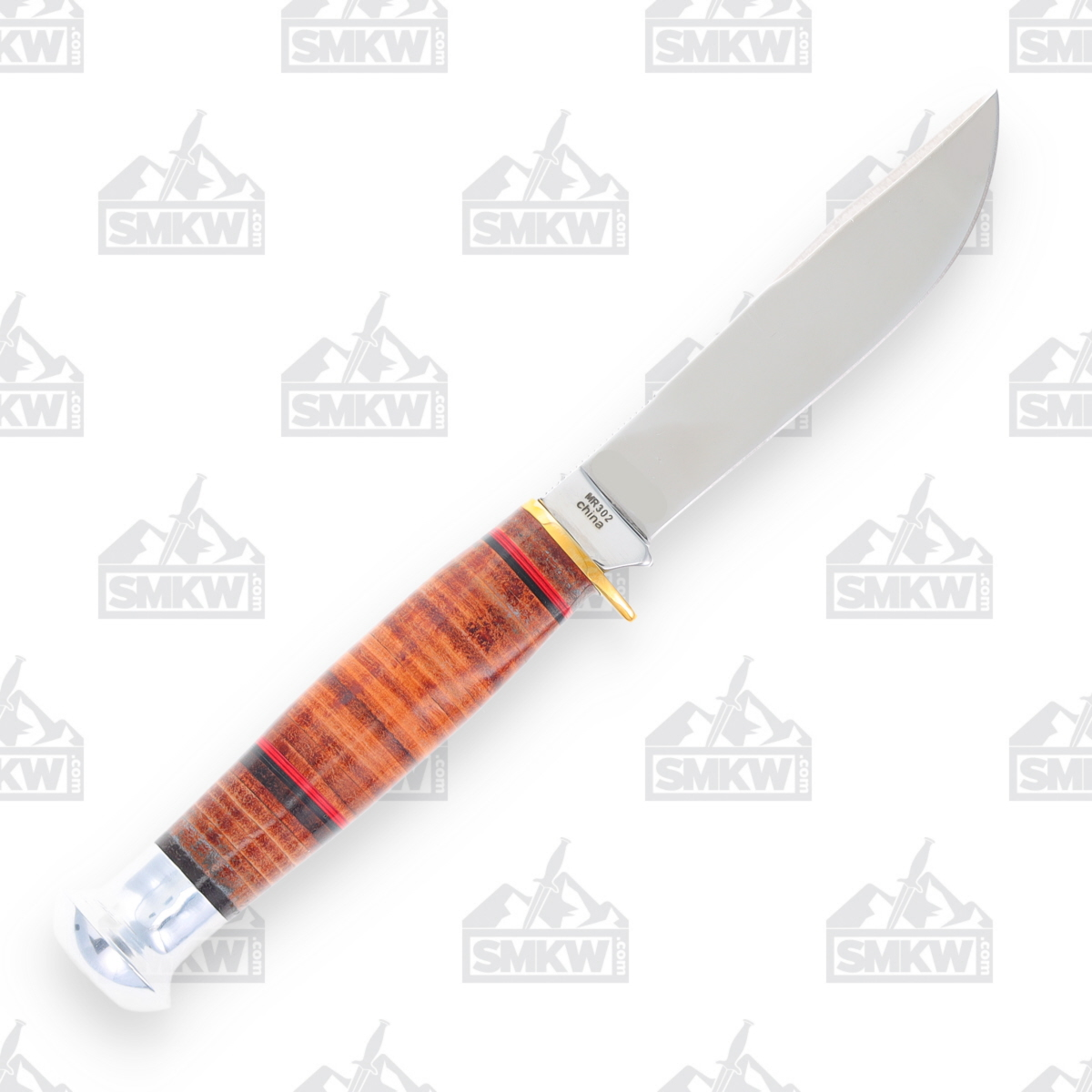 Marbles MR302 Hunter 3.87in Clip Point Fixed Blade Stacked Leather MR302 View 2
