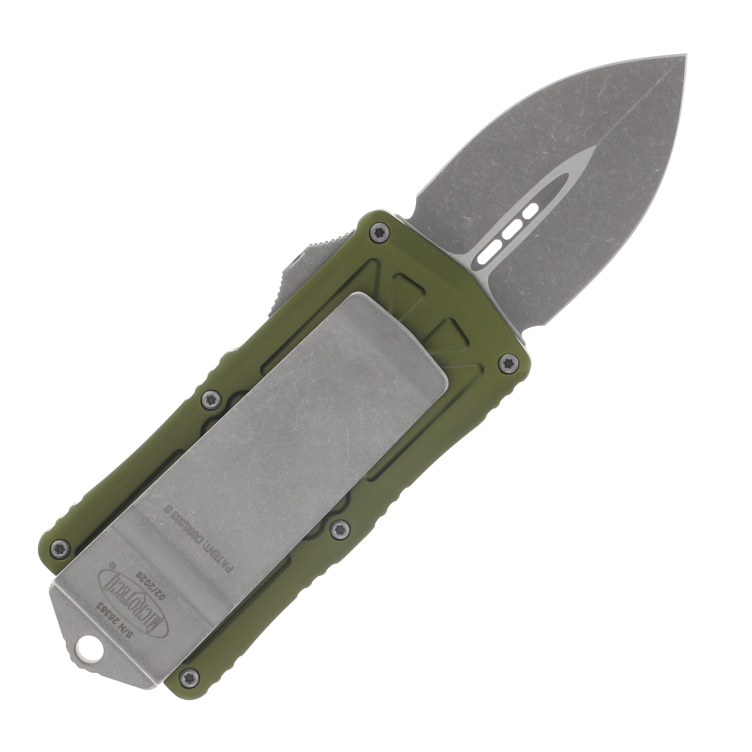 Microtech Exocet OTF Automatic Knife Apocalyptic D/E OD Green AUMT15710APO View 2