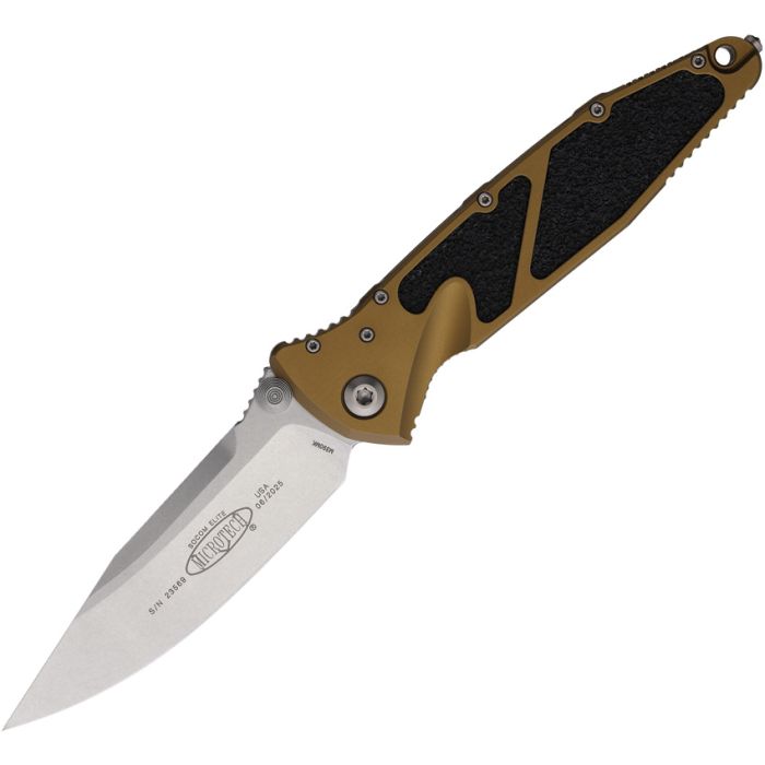 Microtech SOCOM Elite Linerlock Folding Knife Stonewash Drop Point/Tan AUMT16010TA View 1