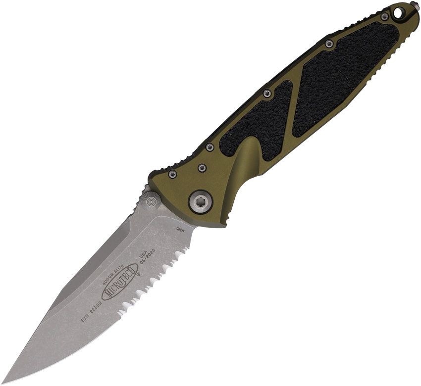Microtech Socom Elite Manual Folder S/E Apocalyptic Partially Serrated OD Green MT16011APO View 1