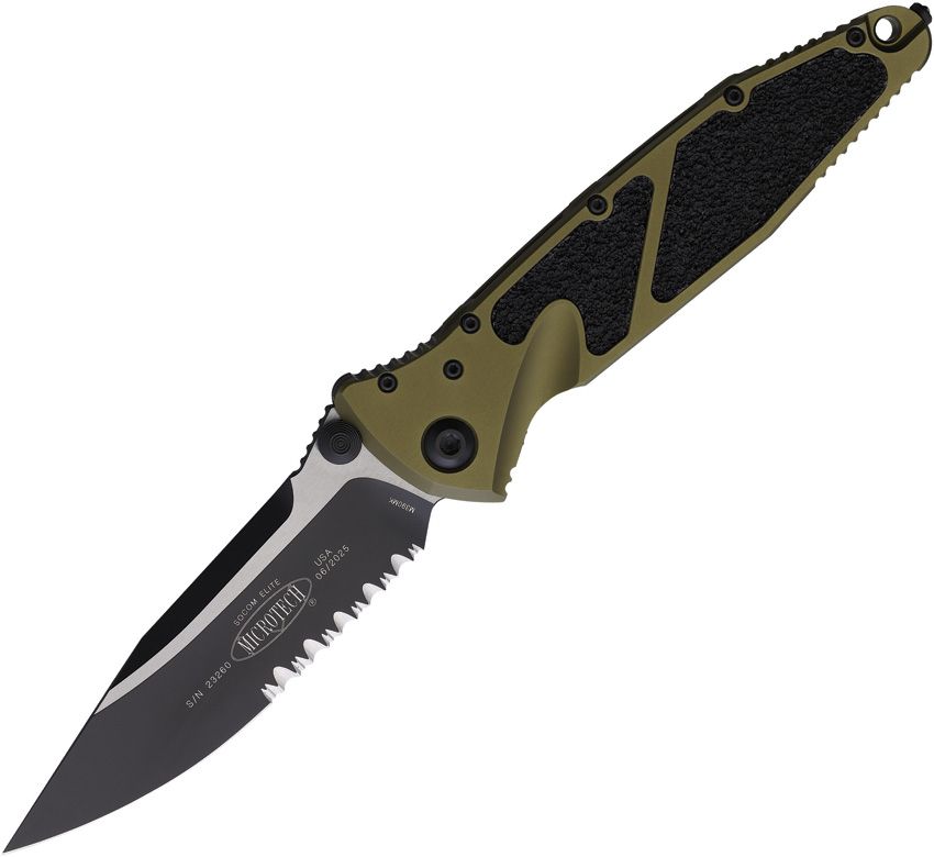Microtech SOCOM Elite Manual Folder S/E Partially Serrated OD Green MT1602OD View 1