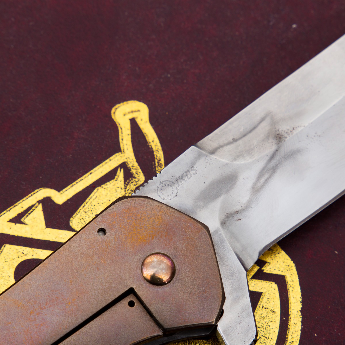 Doc Shiffer Custom Knives Recon Folding Knife Stonewashed Titanium with Harmon Line Carbon Blade CUSTCC316 View 11
