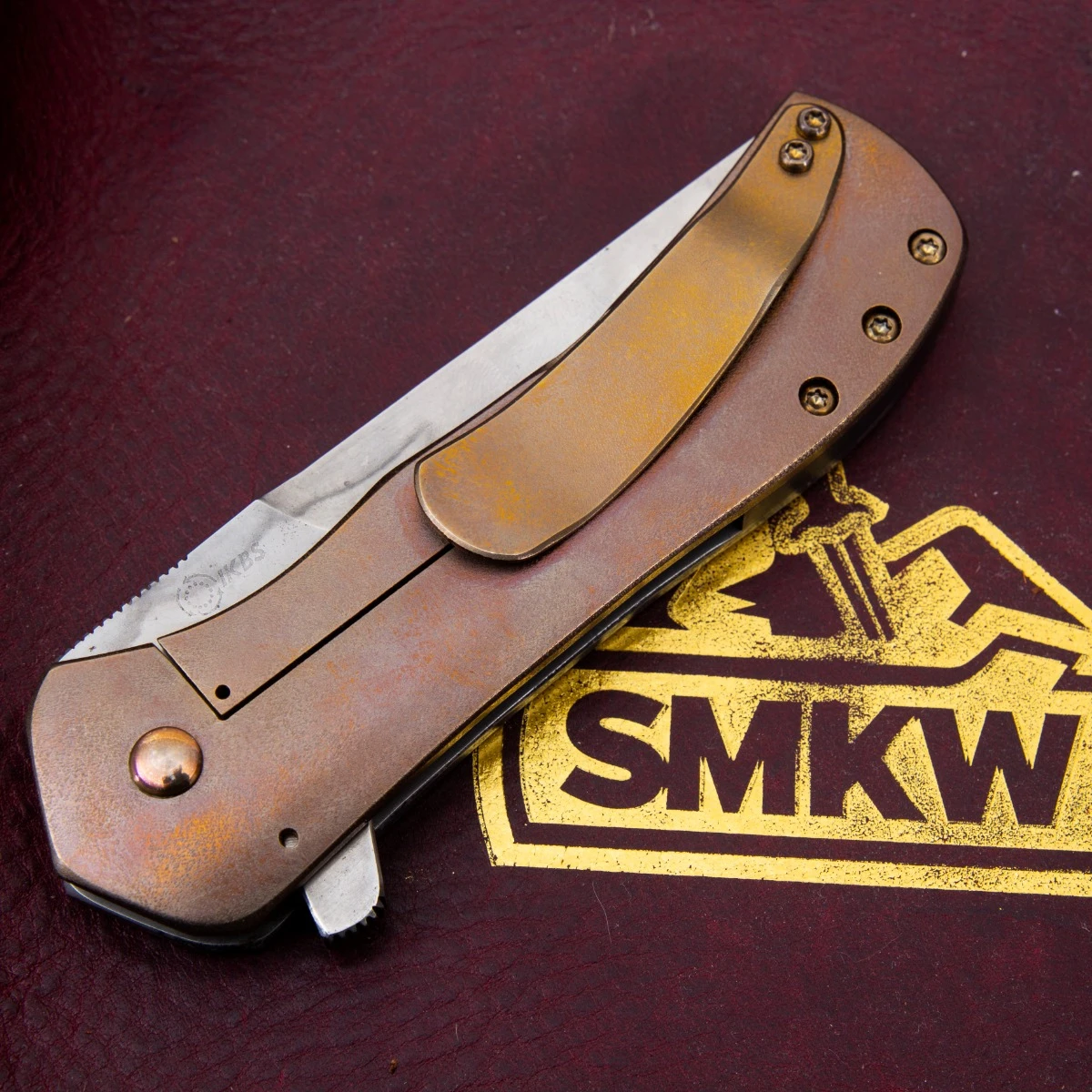 Doc Shiffer Custom Knives Recon Folding Knife Stonewashed Titanium with Harmon Line Carbon Blade CUSTCC316 View 12