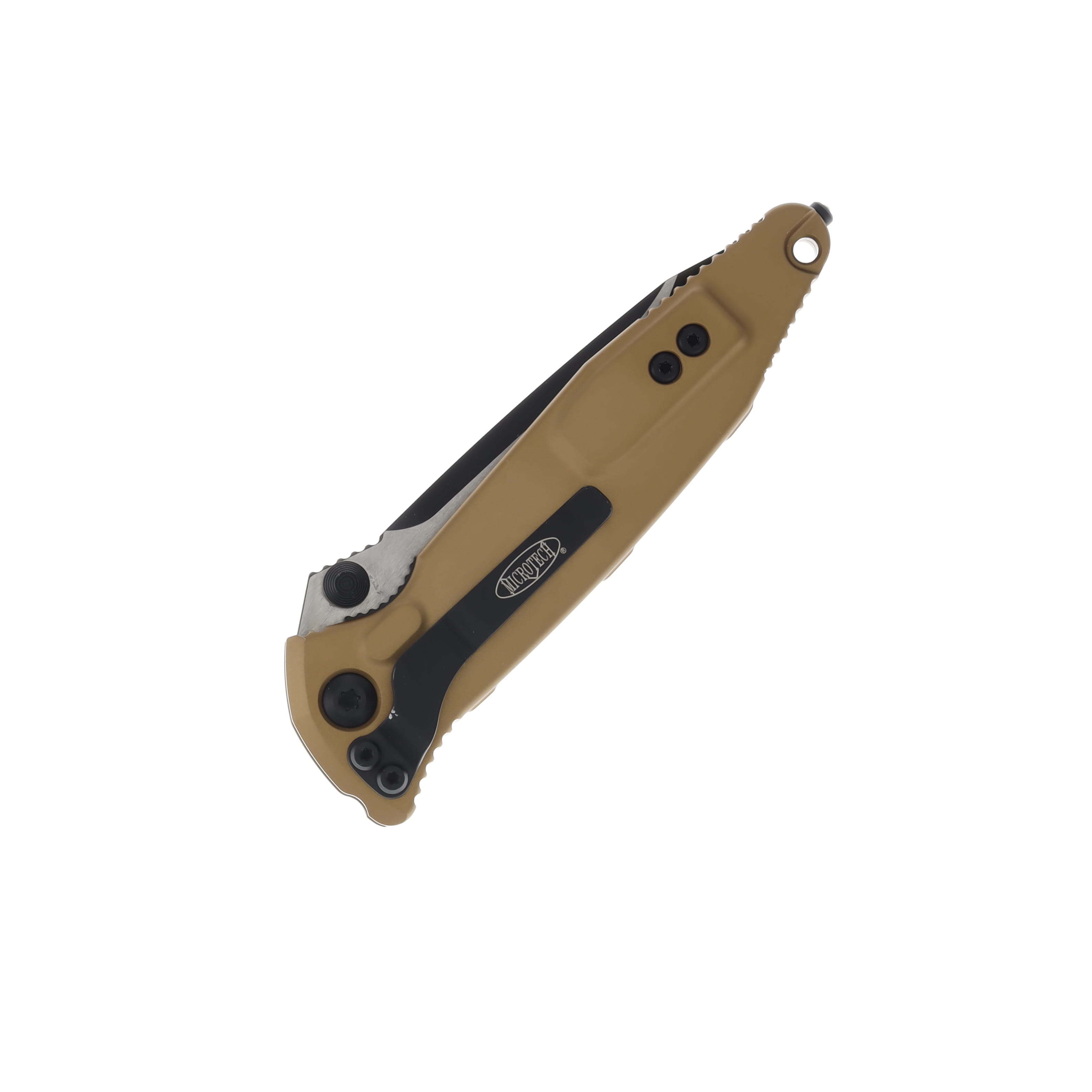 Microtech SOCOM Elite Linerlock Folding Knife Half Serrated DLC Tanto/Tan MT1612TA View 2