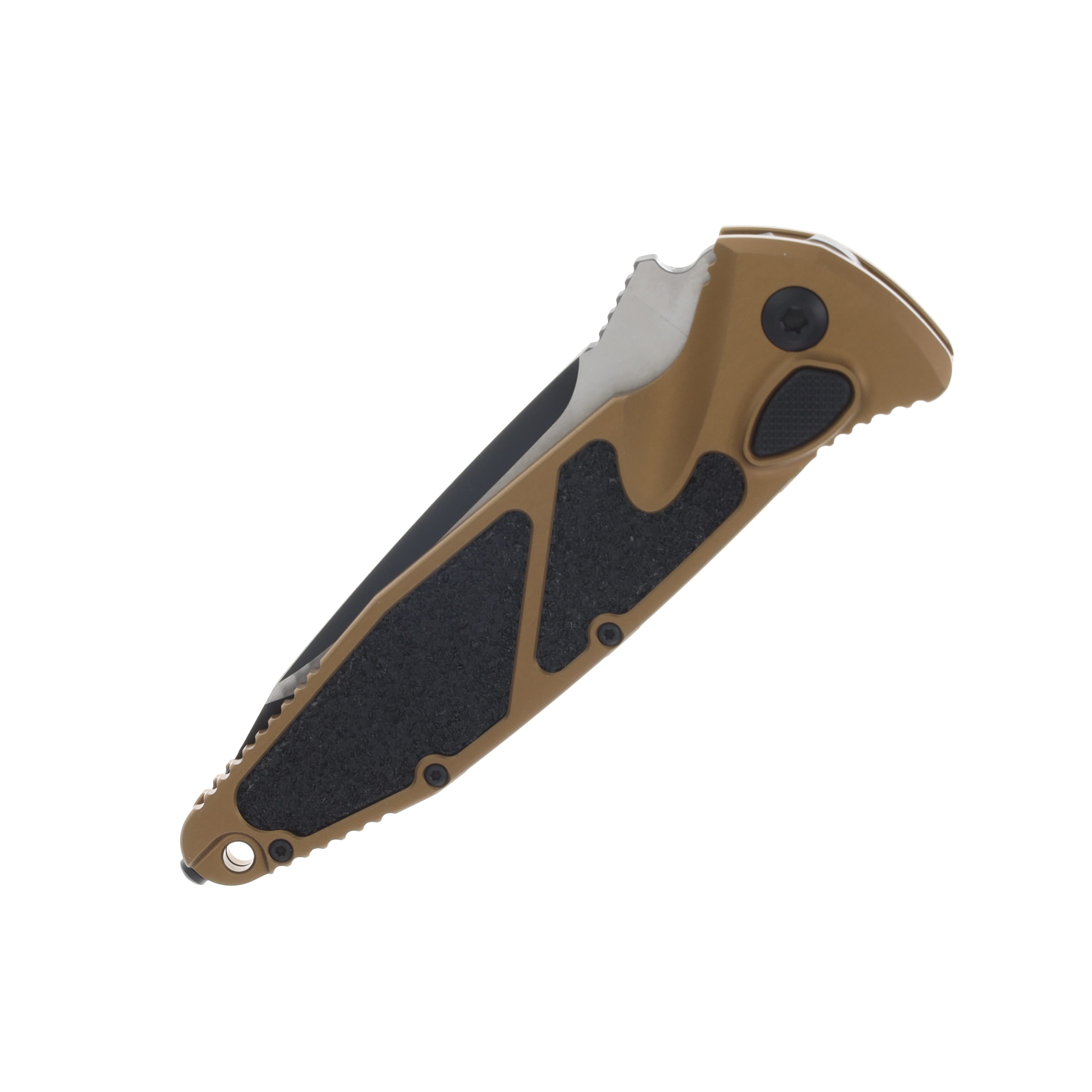 Microtech SOCOM Elite Automatic Knife Partially Serrated DLC Tanto/Bronze Aluminum AUMT161A2TA View 4