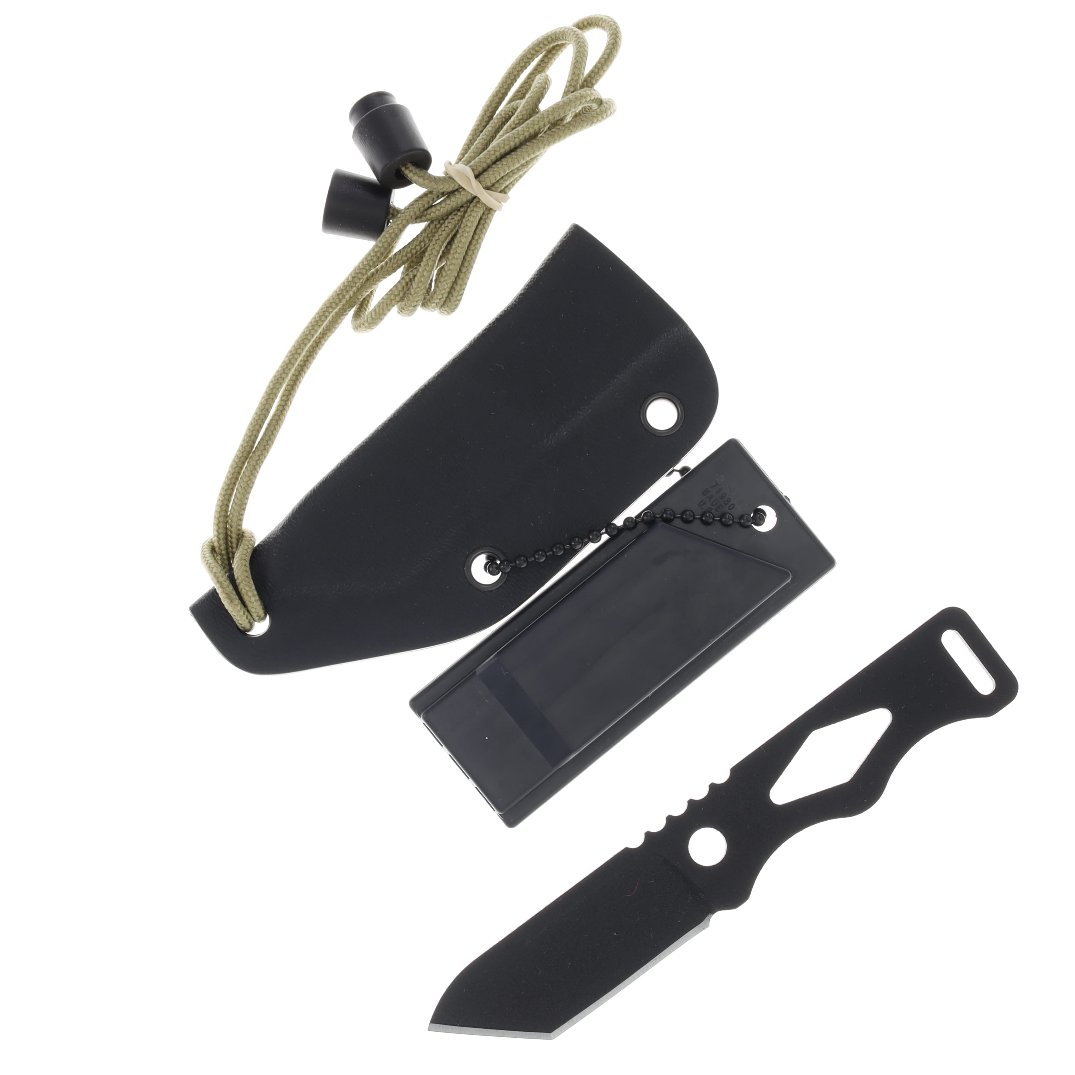 TOPS Knives Chico Fixed Blade Neck Knife Black 1.88in Plain Tanto Blade TPCHI01 View 2