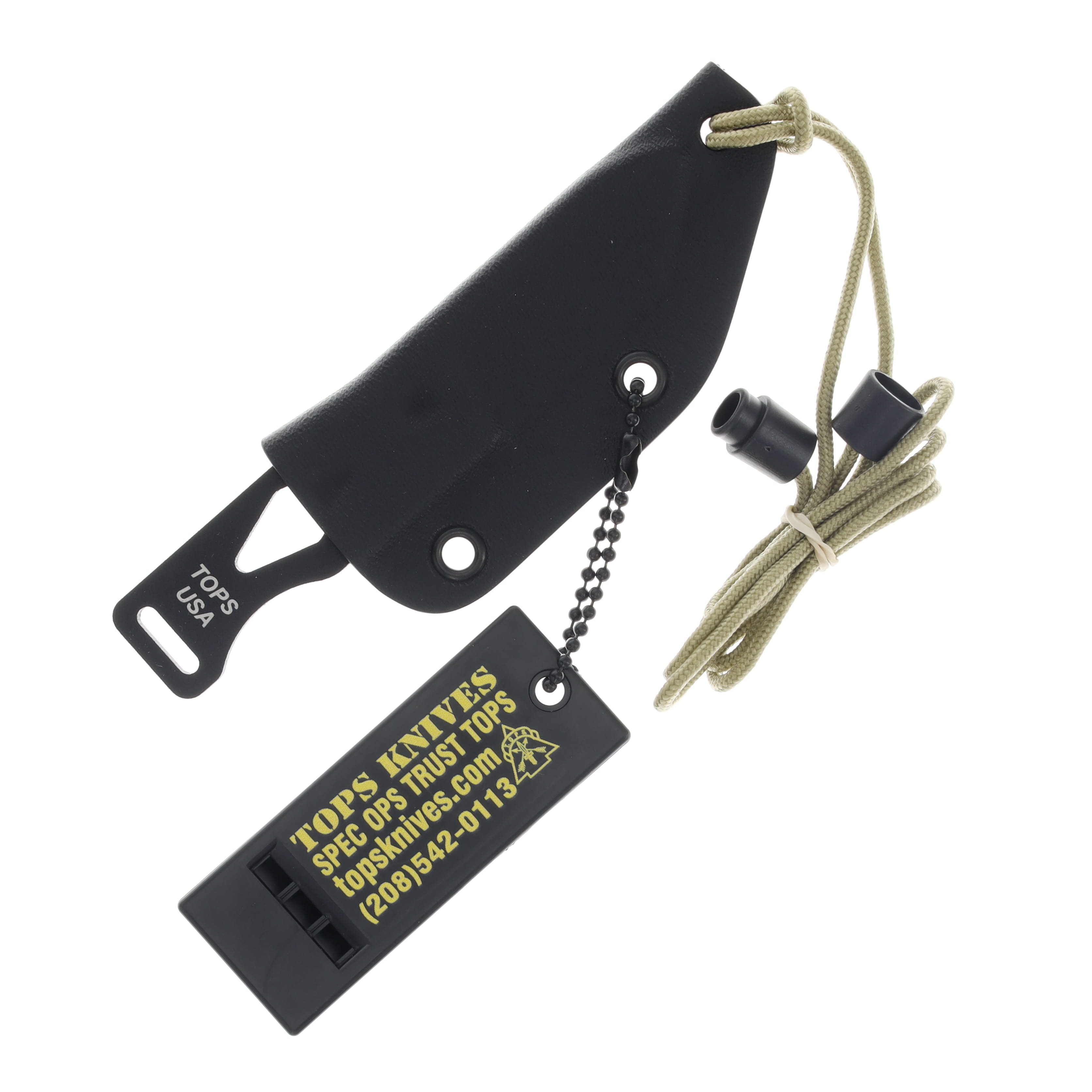 TOPS Knives Chico Fixed Blade Neck Knife Black 1.88in Plain Tanto Blade TPCHI01 View 4