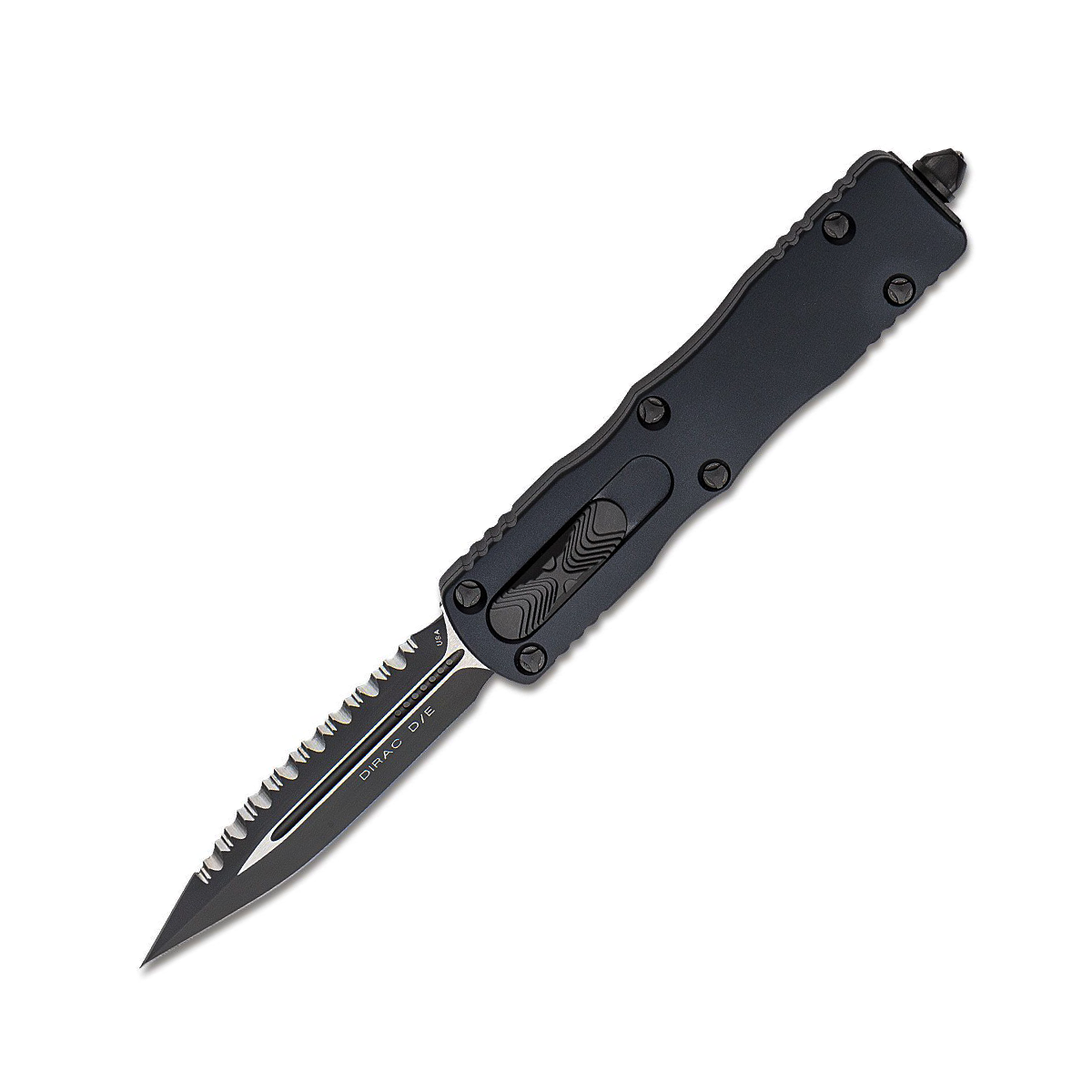 Microtech Dirac Delta OTF Automatic Knife Tactical Blackout Serrated D/E AUMT2253T View 1