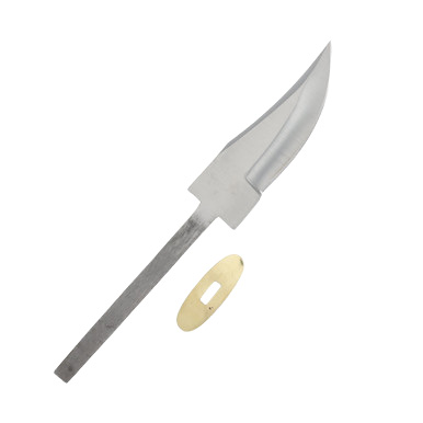 Push Tang 4in Skinner Knife Blade Blank with Brass Guard – DIY Build View 2