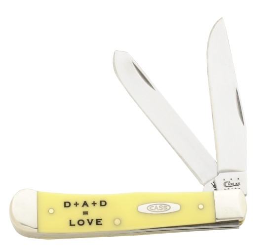 Case XX Father's Day Smooth Yellow Synthetic Dad Equals Love Trapper Folding Knife CA80161FD View 1
