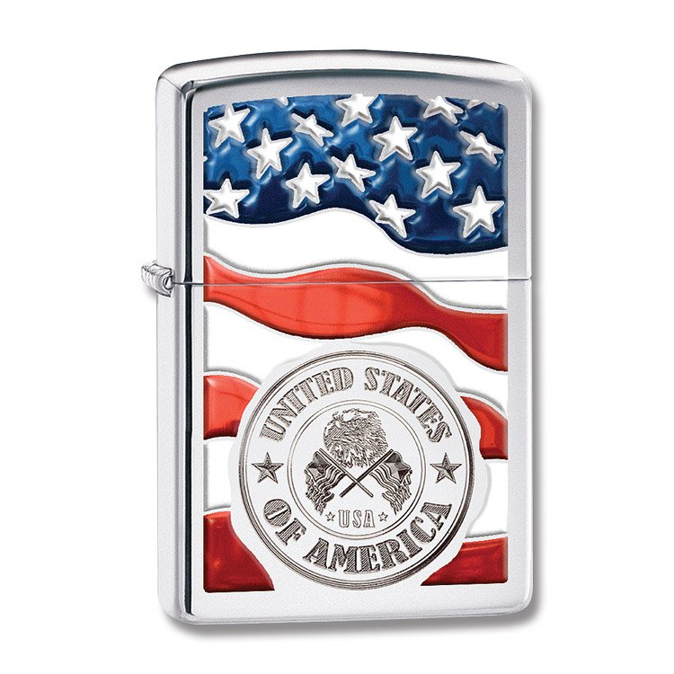 Zippo American Flag and Stamp High Polish Lighter ZP29395 View 4