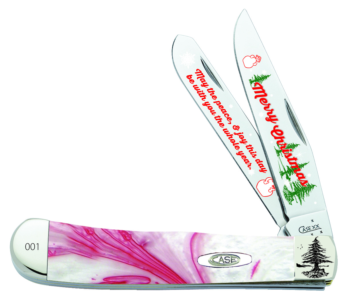 Case XX Merry Christmas Peppermint Corelon Trapper Folding Knife with Gift Tin CATMCPM View 2