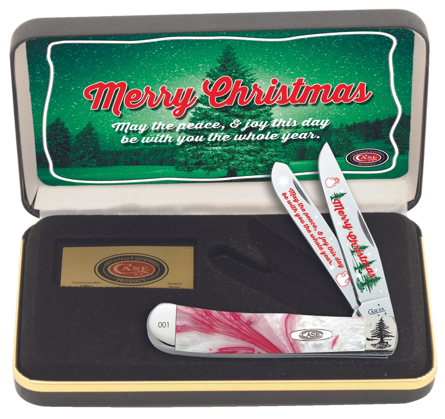 Case XX Merry Christmas Peppermint Corelon Trapper Folding Knife with Gift Tin CATMCPM View 1