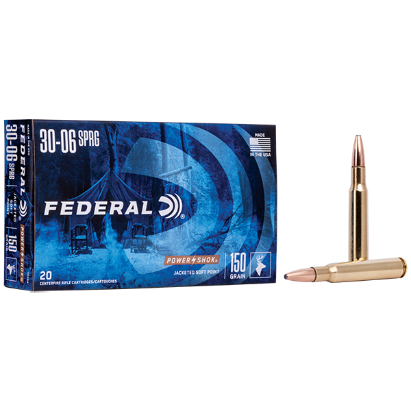 Federal Power-Shok 30-06 Springfield Rifle Ammunition 150 Grain 20 Rounds Brass Centerfire JSP FA3006A View 1