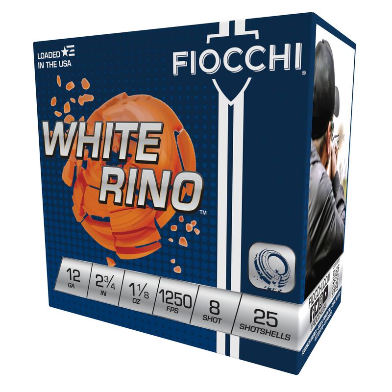 Fiocchi Target White Rino 12 Ga 2.75in #8 Shot 1-1/8 oz Hard Lead Ammo 25Rd FIO12WRNO8 View 2