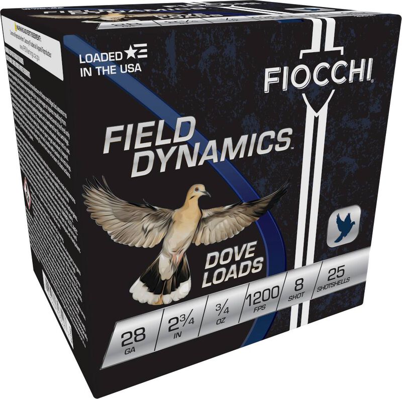 Fiocchi Field Dynamics Dove Loads 28GA 8Shot 2 3/4" 3/4oz 1200FPS 25RDS FIO28GT8 View 1