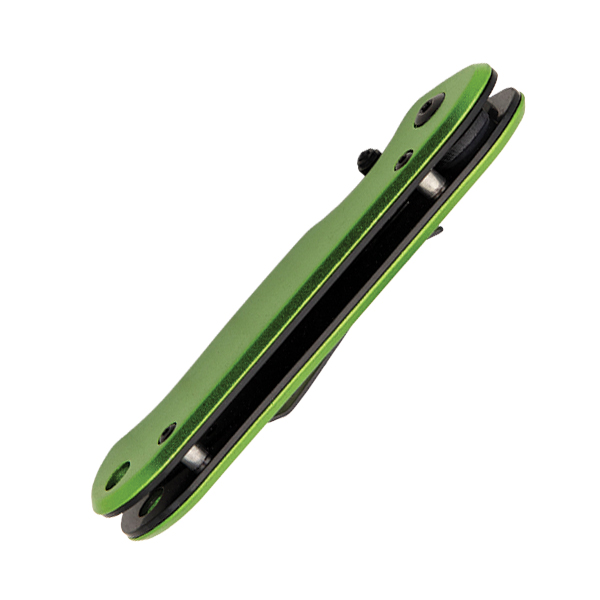Frost Linerlock Folding Knife Green Aluminum Handle Black SS Blade View 7