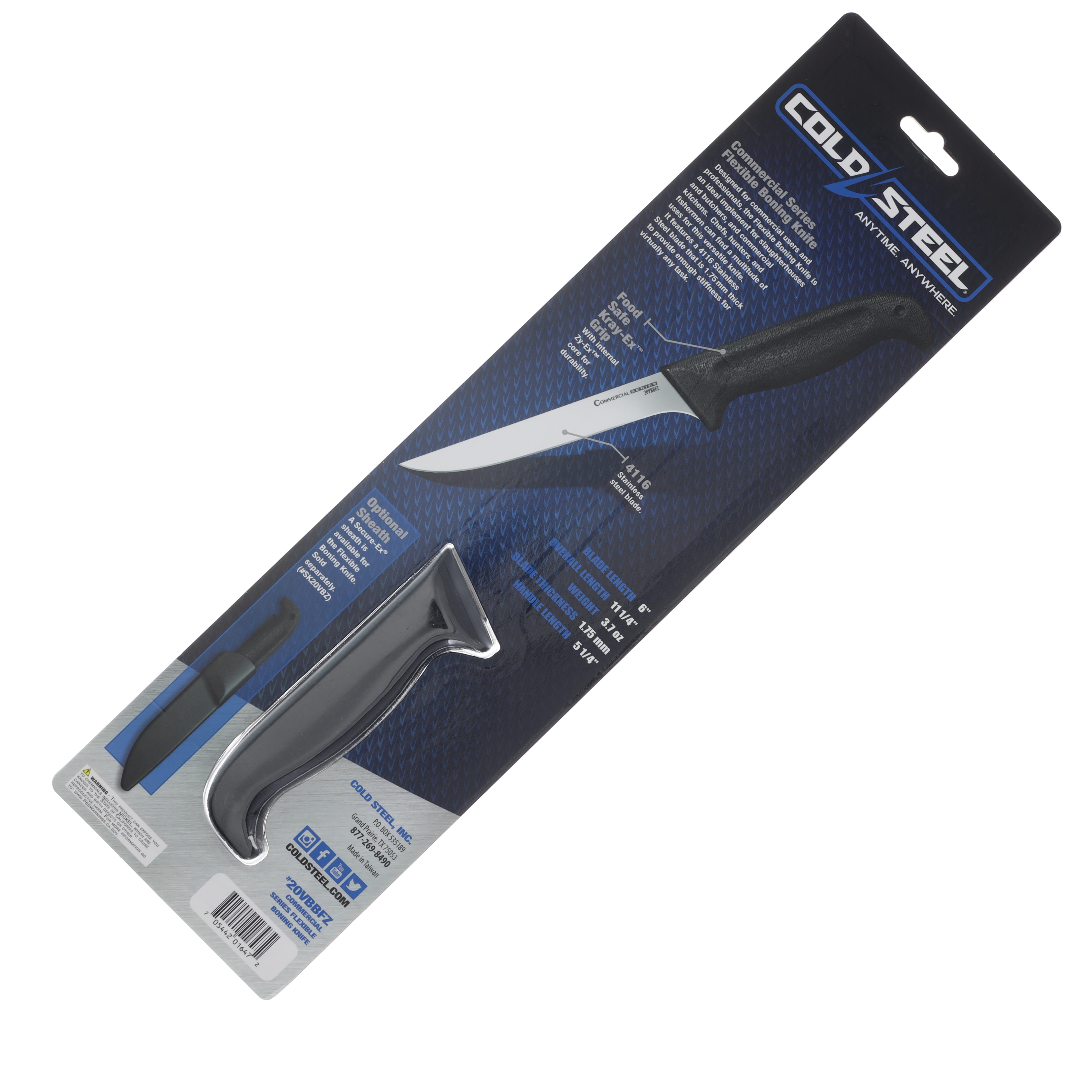 Cold Steel Commercial Boning Knife 6in Plain Blade CS20VBBFZ View 3
