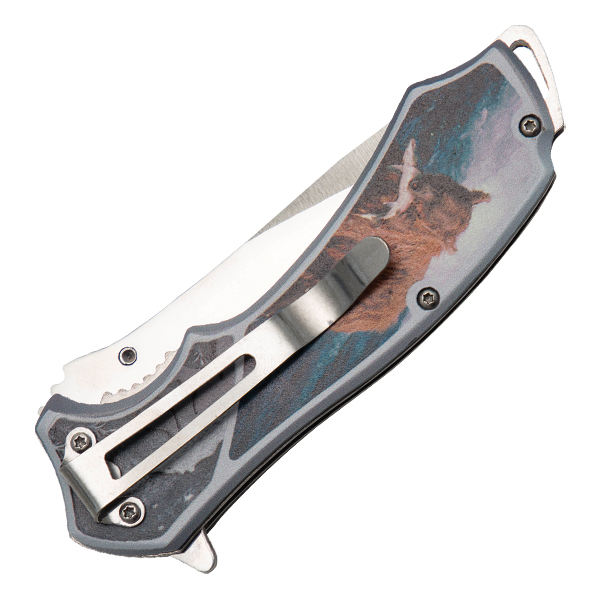 Frost Cutlery Bear Wildlife Assisted Opening Linerlock Stainless Steel Handle and Blade FRFC49B View 2