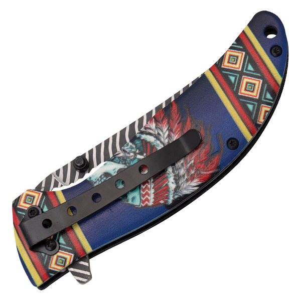 Frost Blue Skull Tribal Assisted Folder FRFC54BL View 5
