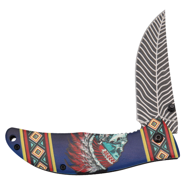 Frost Blue Skull Tribal Assisted Folder FRFC54BL View 3